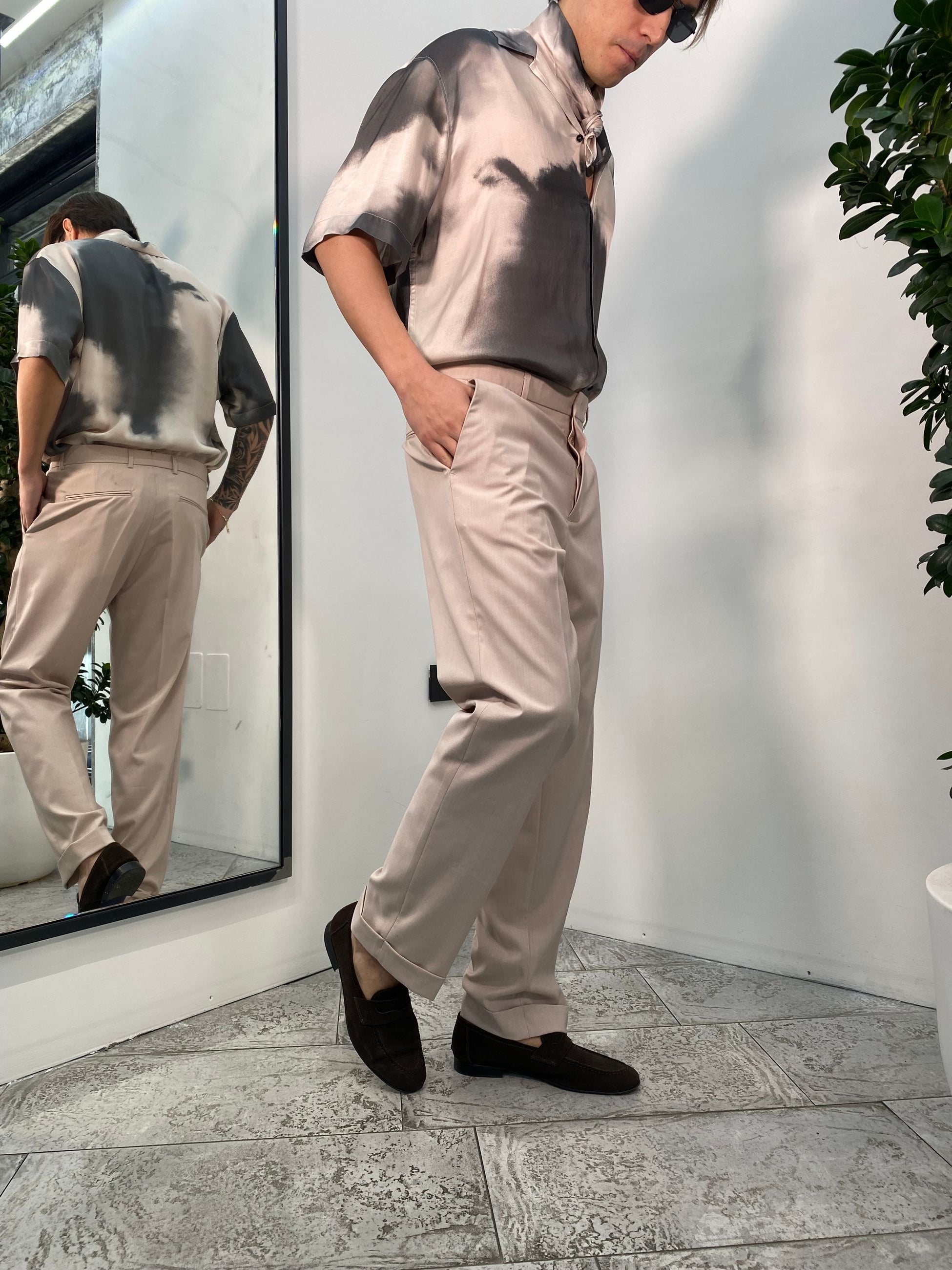 PANTALONE DA ABITO CON RISVOLTO E FONDO SEMI AMPIO - REGULAR FIT PA3260.CIP
