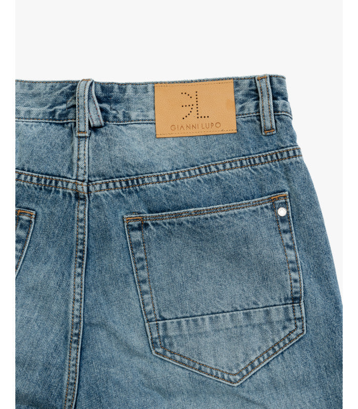 JEANS GRANT IN TELA FERMA CON MACRO ABRASIONI A TOPPA - CARROT FIT GL6339Q
