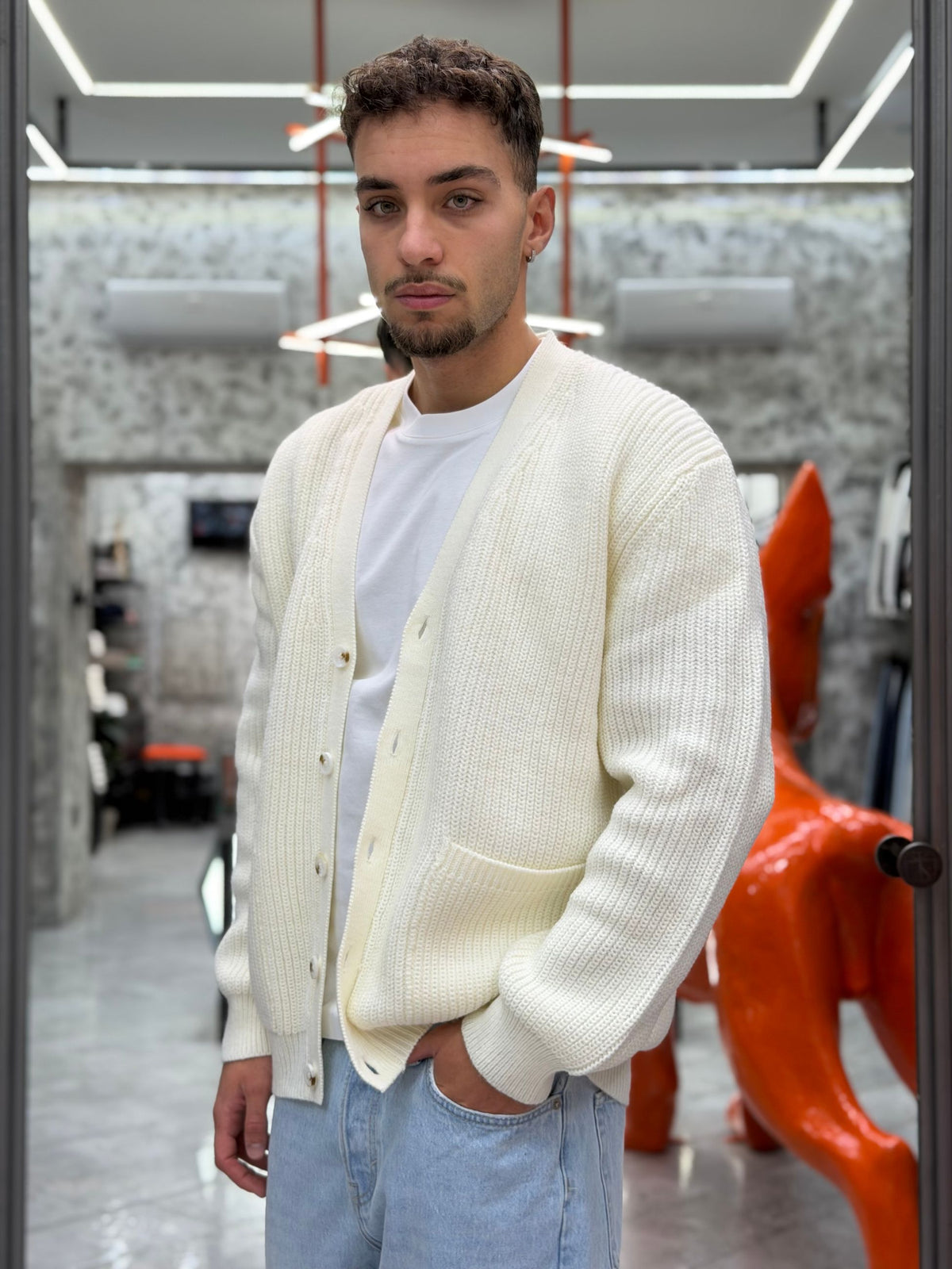 CARDIGAN IN MISTO LANA FINEZZA 10 COSTA INGLESE CON TASCHE A TOPPA - REGULAR FIT MK2900051.LAT