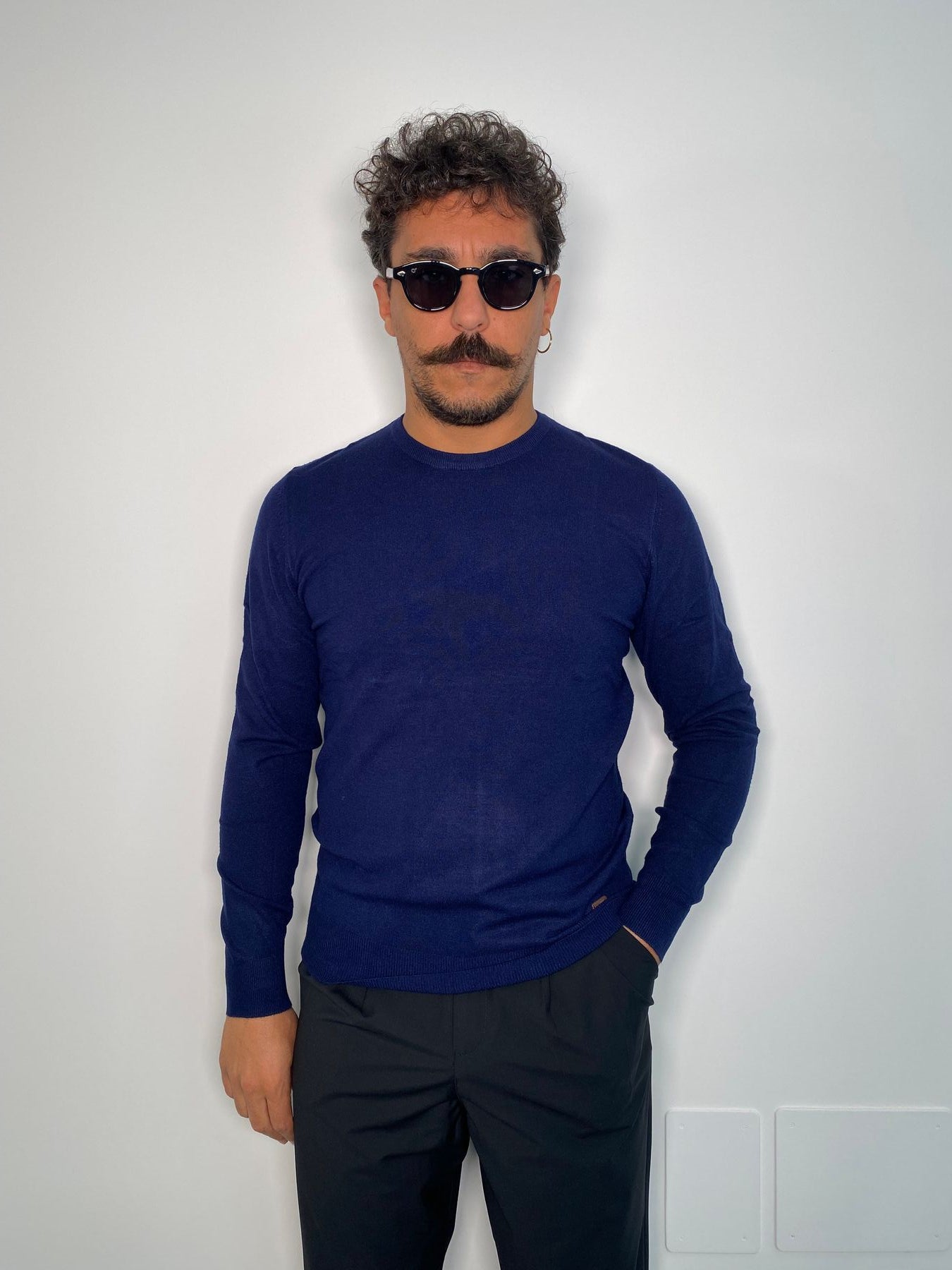 MAGLIA GIROCOLLO BASIC IN MISTO VISCOSA - SLIM FIT