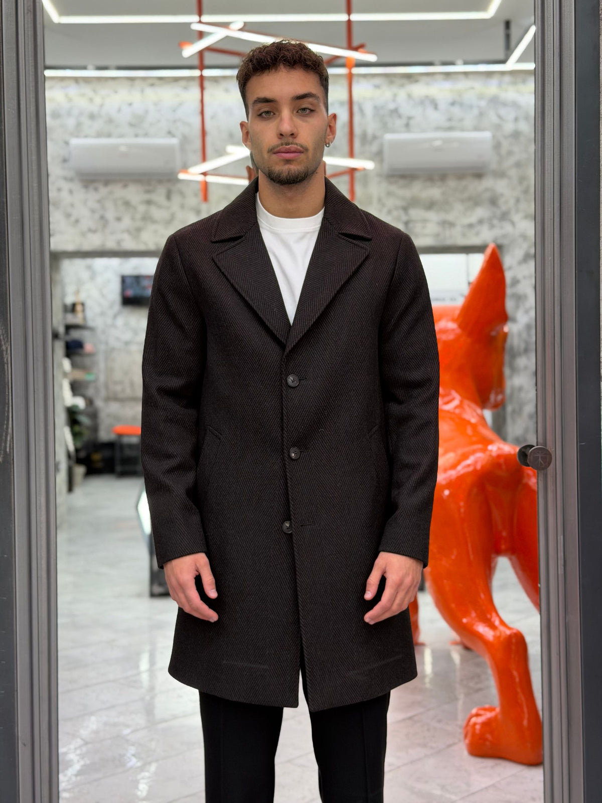 CAPPOTTO MONOPETTO 3 BOTTONI SPIGATO CON REVERS A LANCIA E TASCHE A FILO - REGULAR FIT CP72SS.MOR