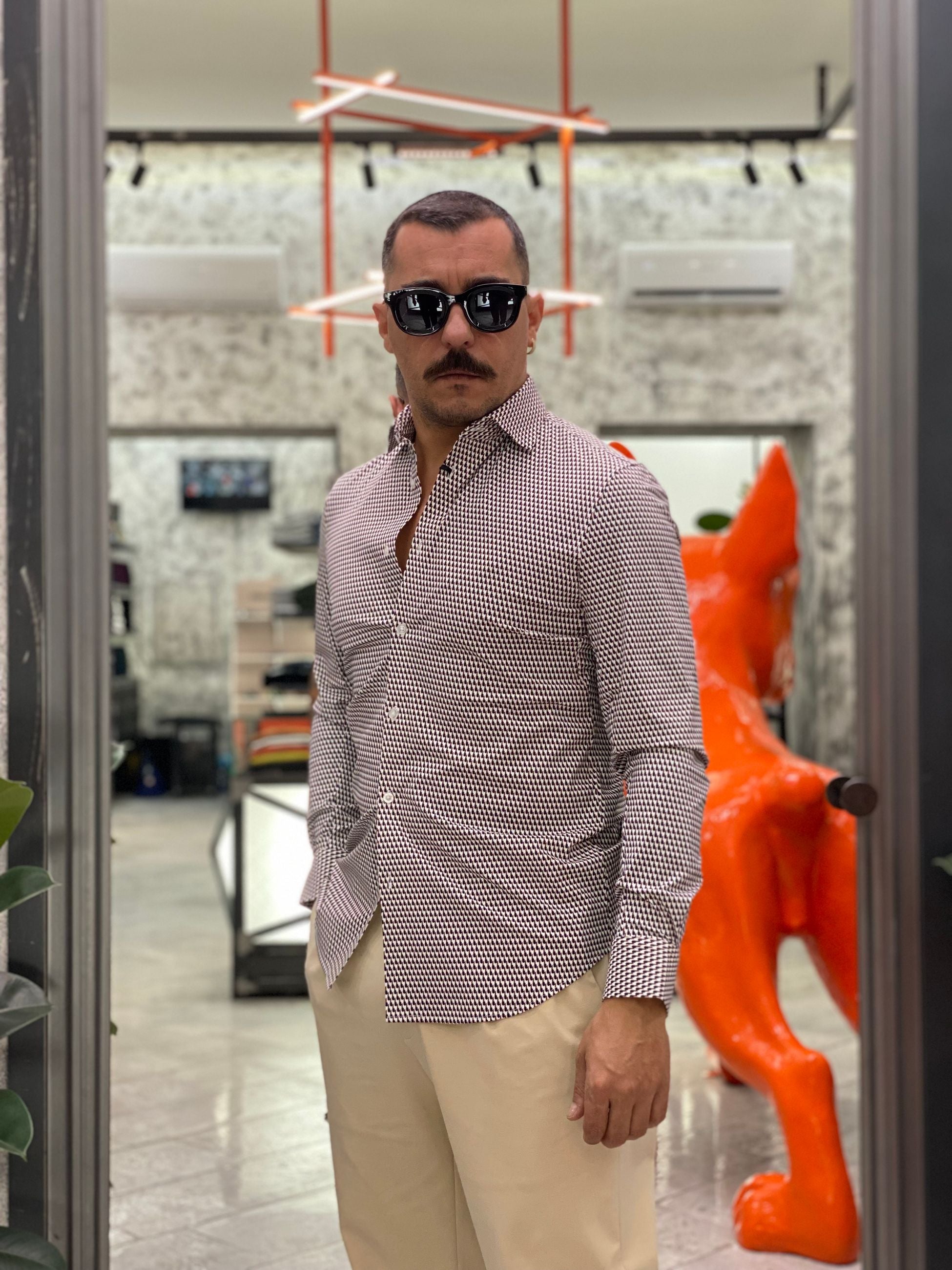 CAMICIA NO STIRO ELASTICIZZATA MICRO FANTASIA - SLIM FIT CI1072SS