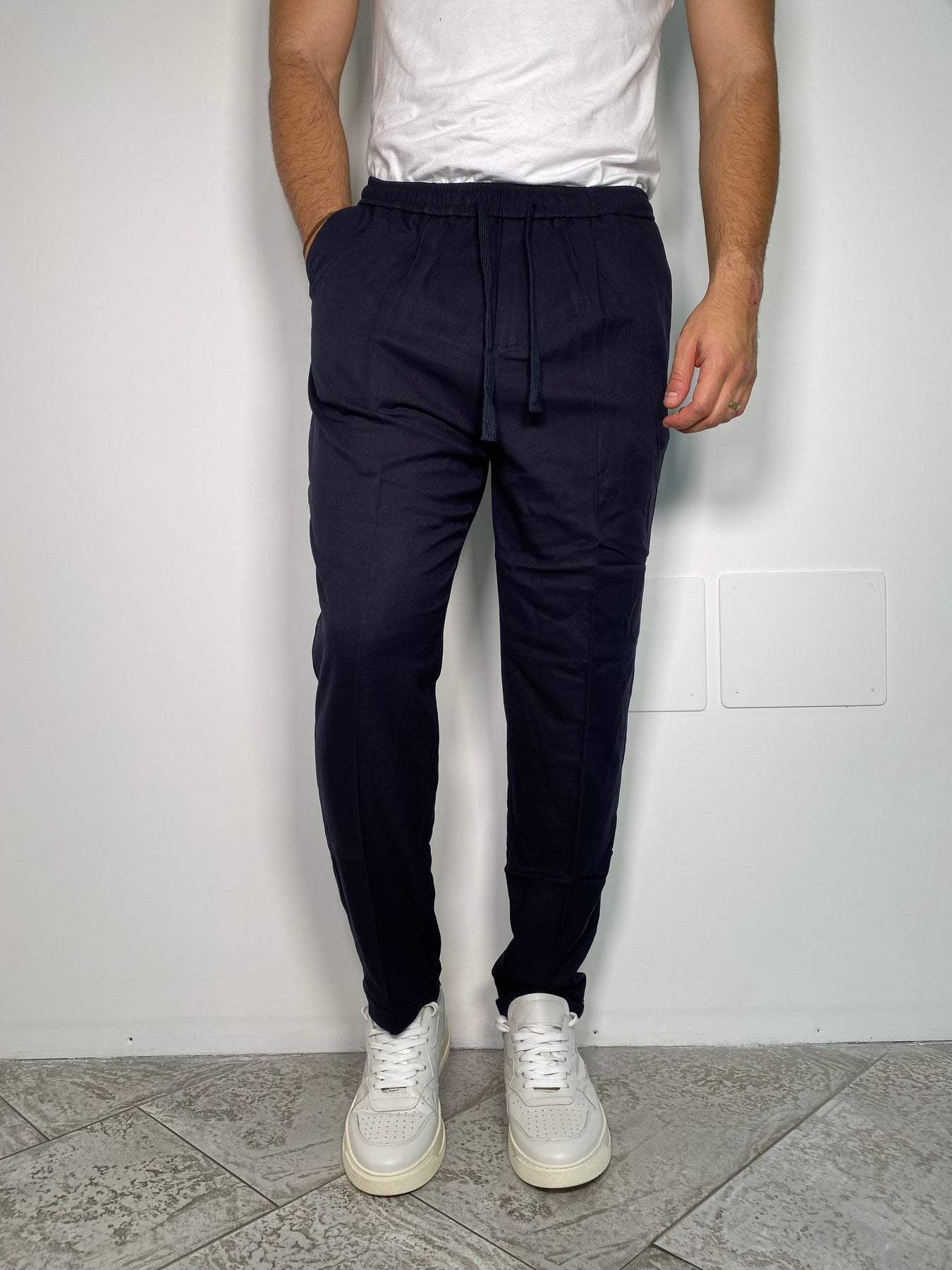 PANTALACCIO BRED IN MISTO LANA ELASTICIZZATO CON RISVOLTINO - REGULAR FIT