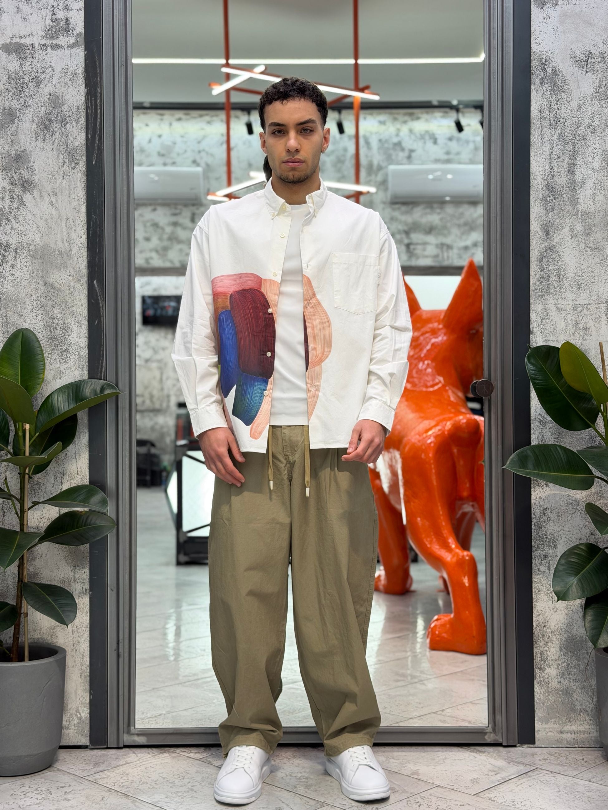 PANTALACCIO IN 100% COTONE MODELLO JAPAN CON PINCE (LACCETTO REGOLABILE AL FONDO) - OVER FIT GLW081G