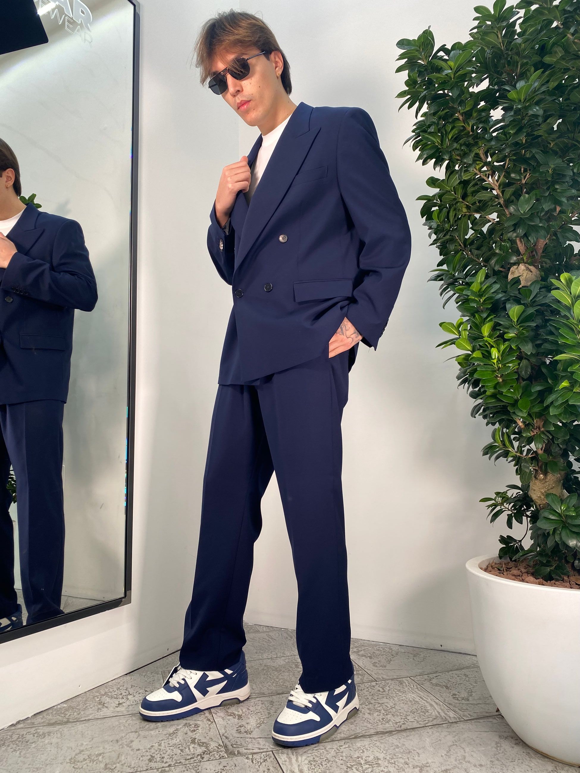 PANTALONE DA COORDINATO GAMBA DRITTA IN POLIVISCOSA CON ELASTICO IN VITA - RELAXED FIT PA3268.BLU
