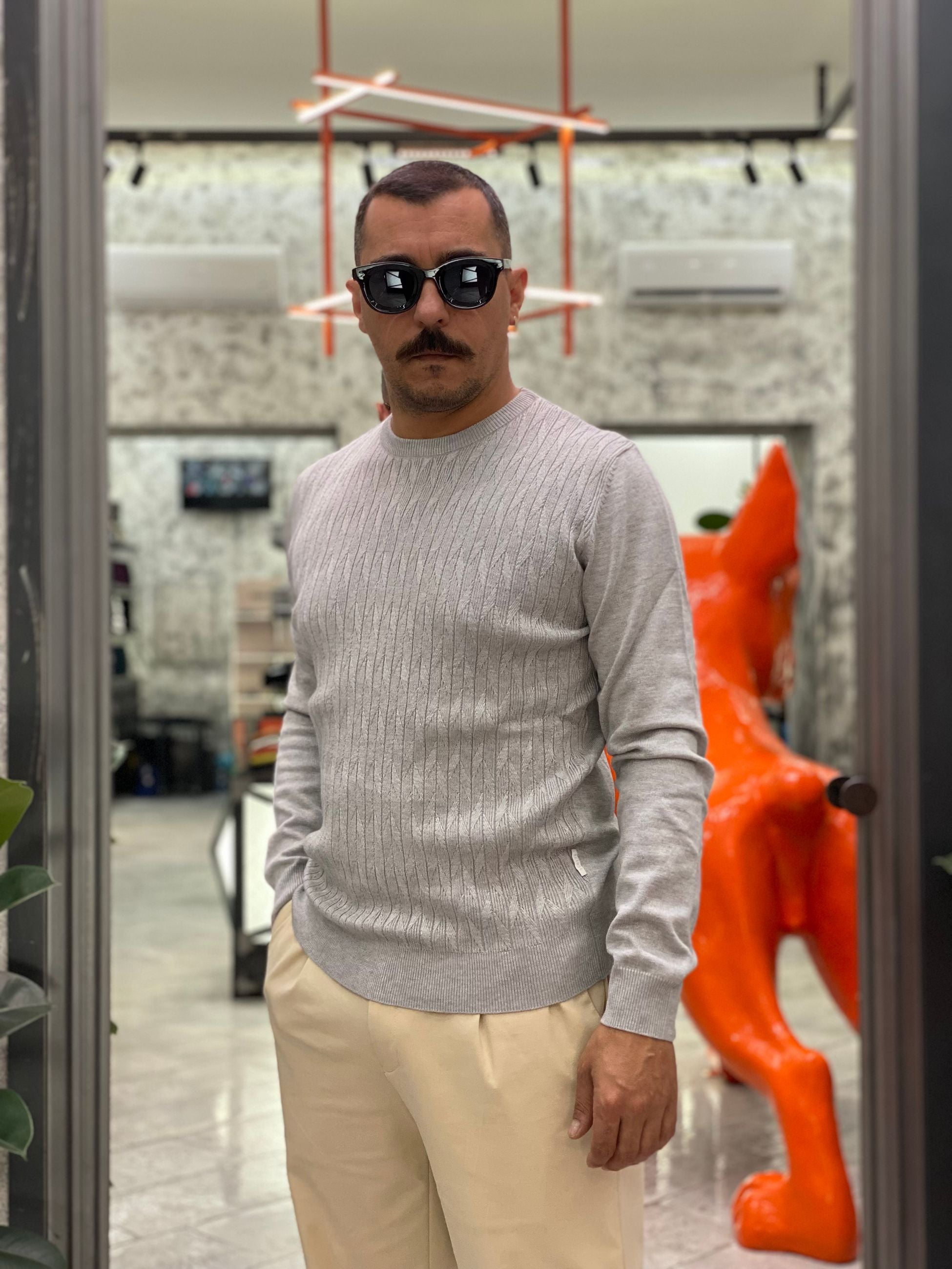 MAGLIA GIROCOLLO IN MORBIDA VISCOSA CON TRAMA ZIG ZAG - REGULAR FIT MI3086SS.PER