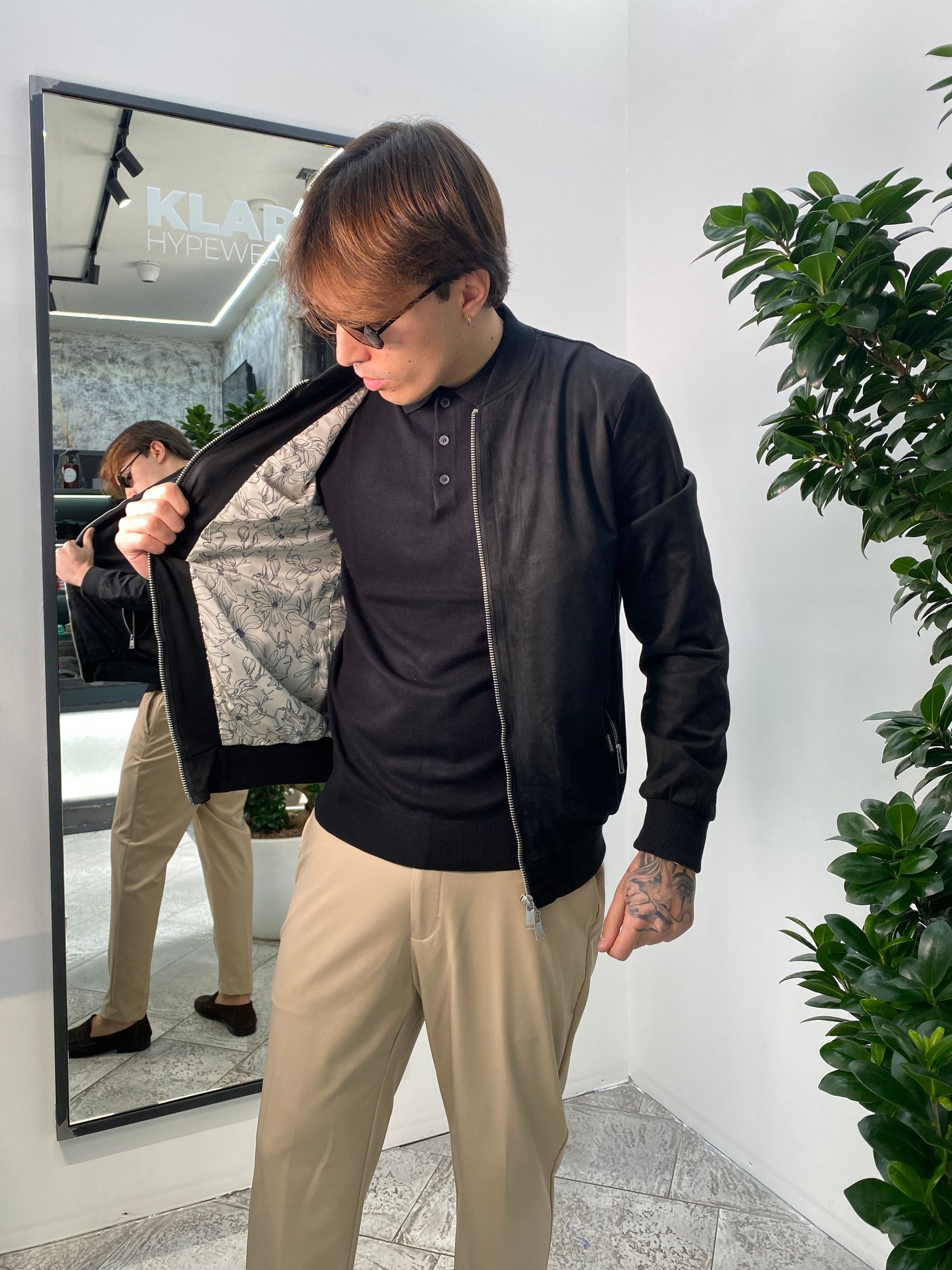 GIUBBINO COLLEGE IN ECOCAMOSCIO CON ELASTICO AL FONDO - REGULAR FIT GL9730-S25.NER