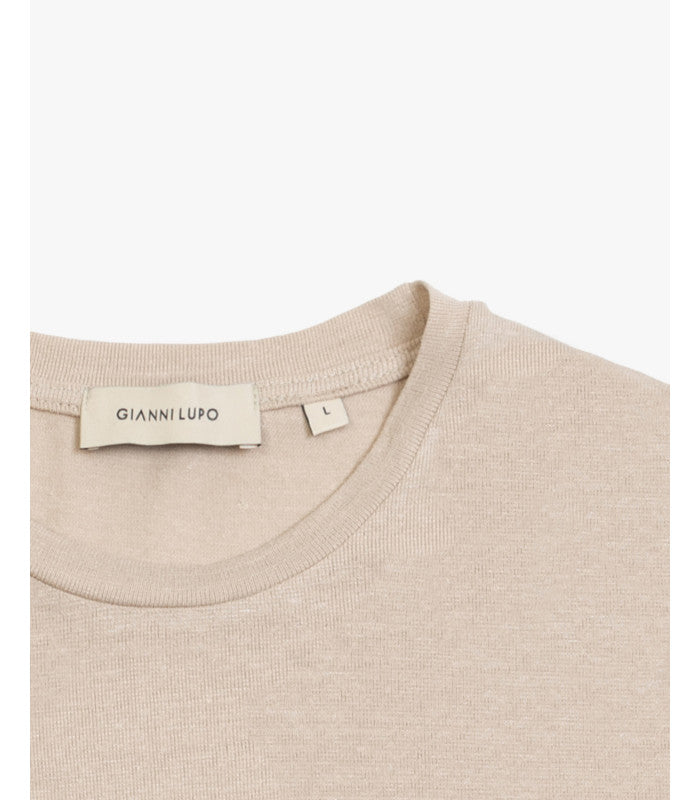 T-SHIRT BASIC IN MISTO LINO/VISCOSA - REGULAR FIT GL2276F.BEI
