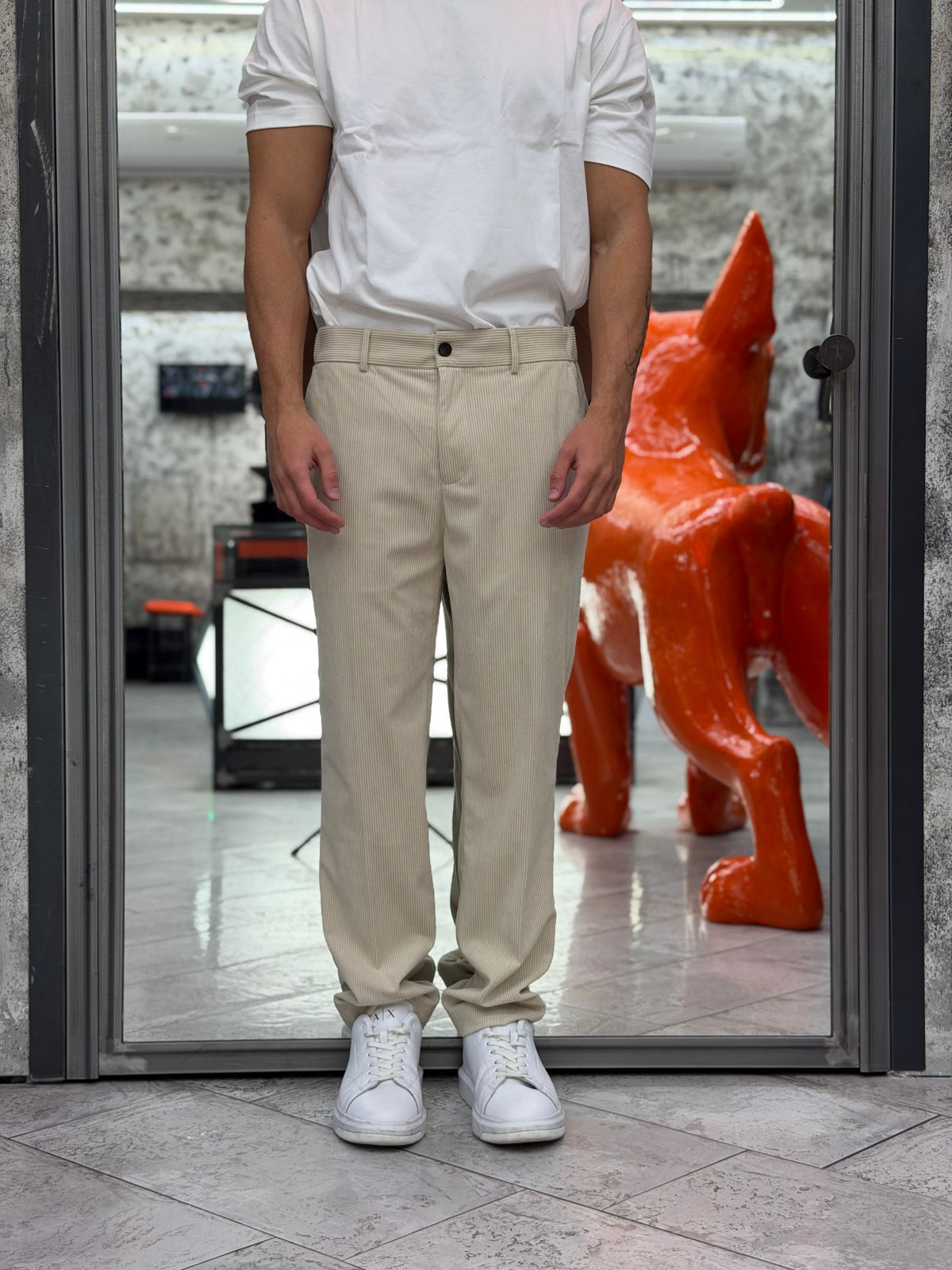 PANTALONE DA COMPLETO IN VELLUTO CON ELASTICO IN VITA - REGULAR FIT PSI1579SS.PIE