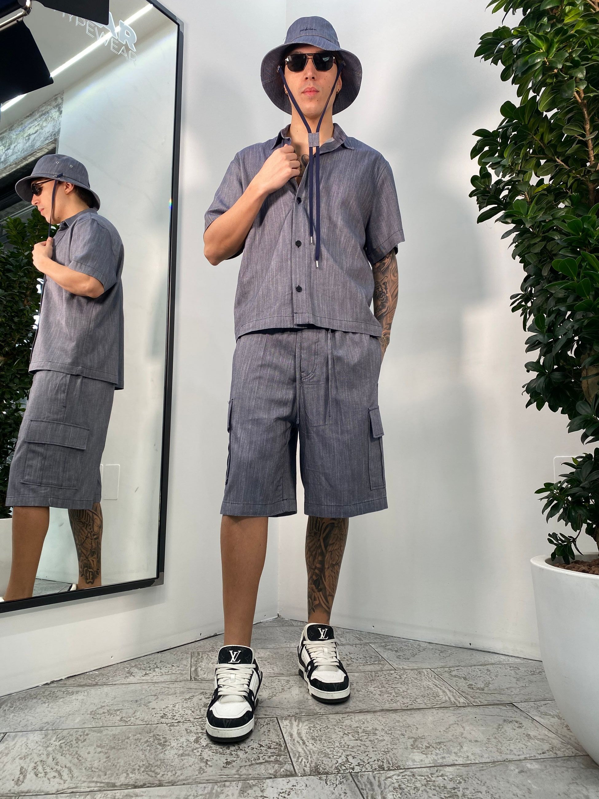 CAPPELLO BUCKET CON LACCIO EFFETTO DENIM CAP3377