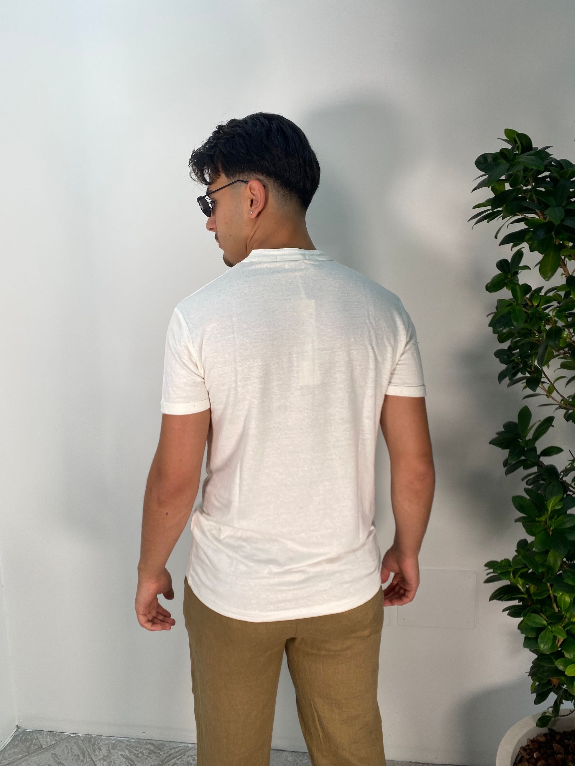 T-SHIRT SERAFINO 4 BOTTONI IN MISTO LINO/VISCOSA - REGULAR FIT GL2277F.BIA