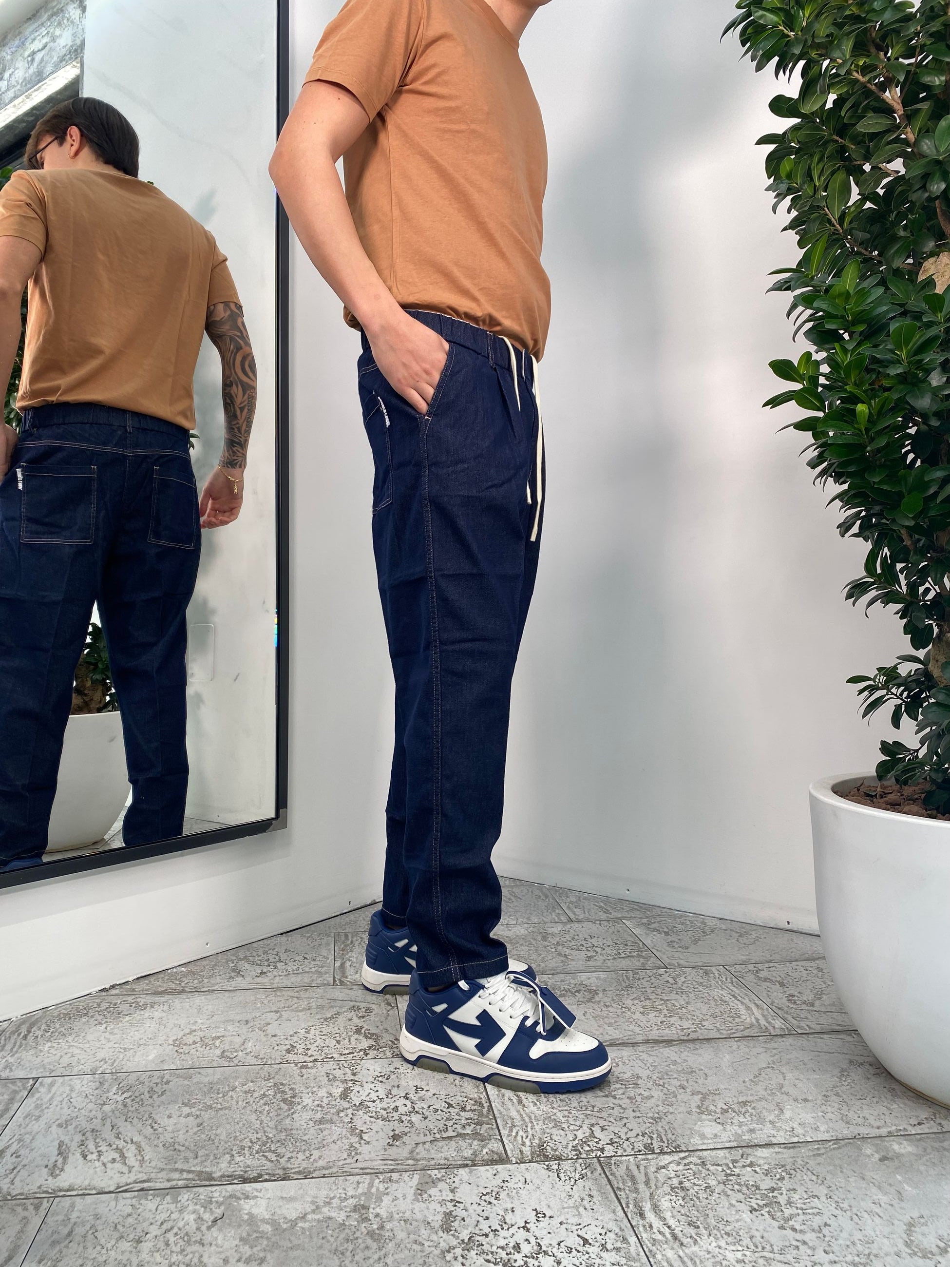 JEANS TASCA AMERICA CON COULISSE IN VITA - RELAXED FIT GLW030G-S25