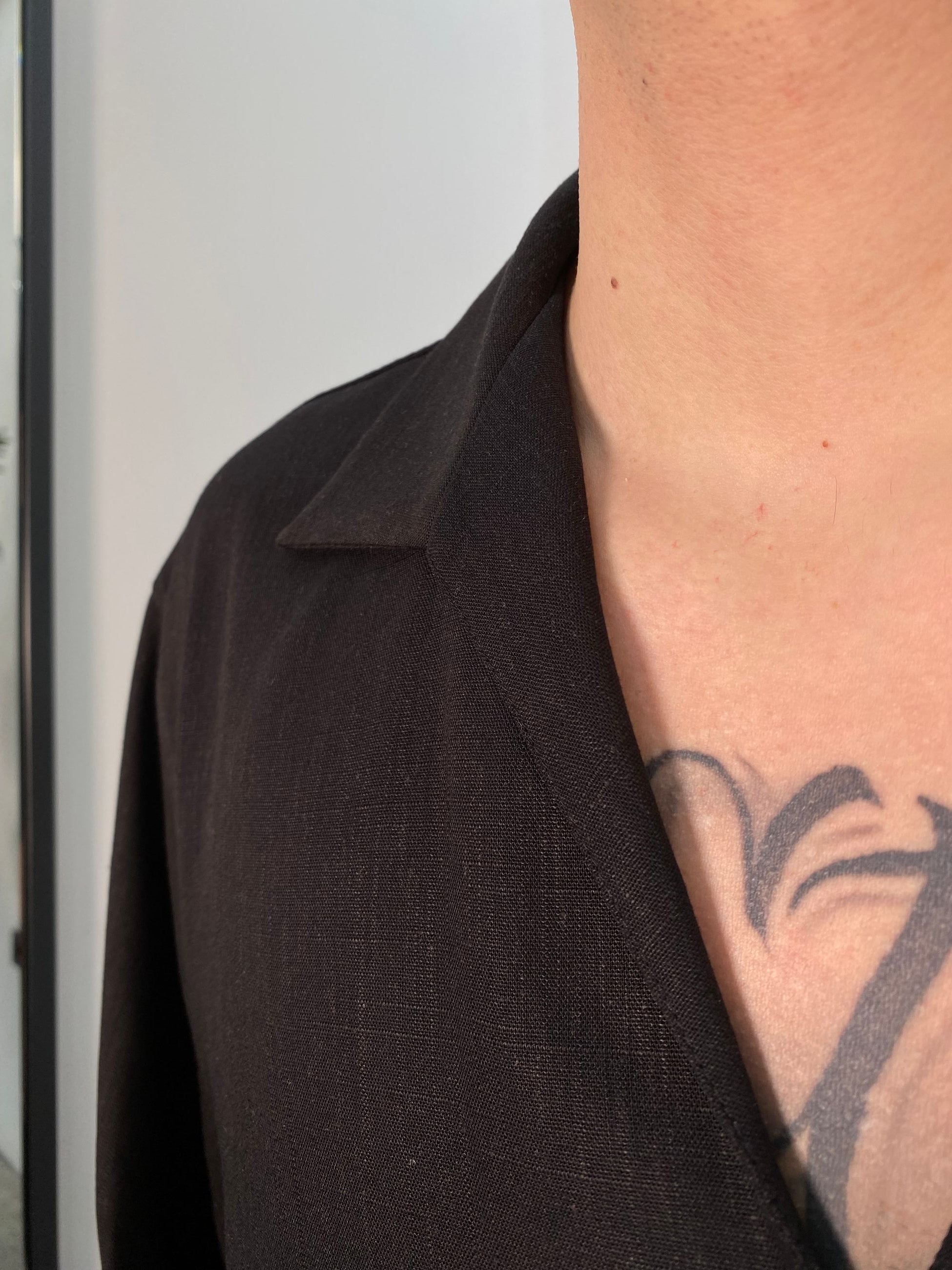 POLO CAMICIA MEZZA MANICA IN MISTO LINO EFFETTO FIAMMATO - OVER FIT CA3306.NER