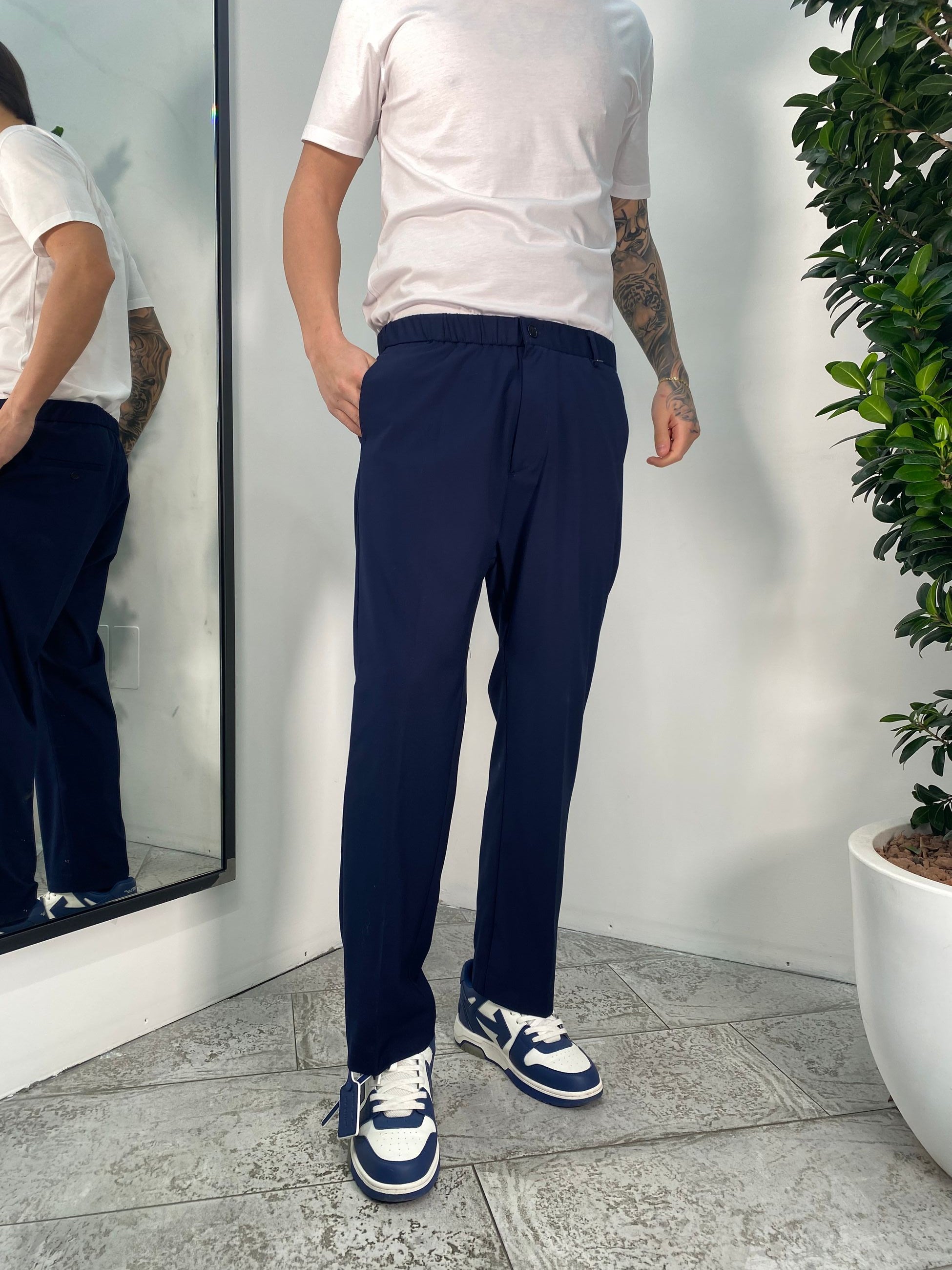 PANTALONE DA COORDINATO GAMBA DRITTA IN POLIVISCOSA CON ELASTICO IN VITA - RELAXED FIT PA3268.BLU