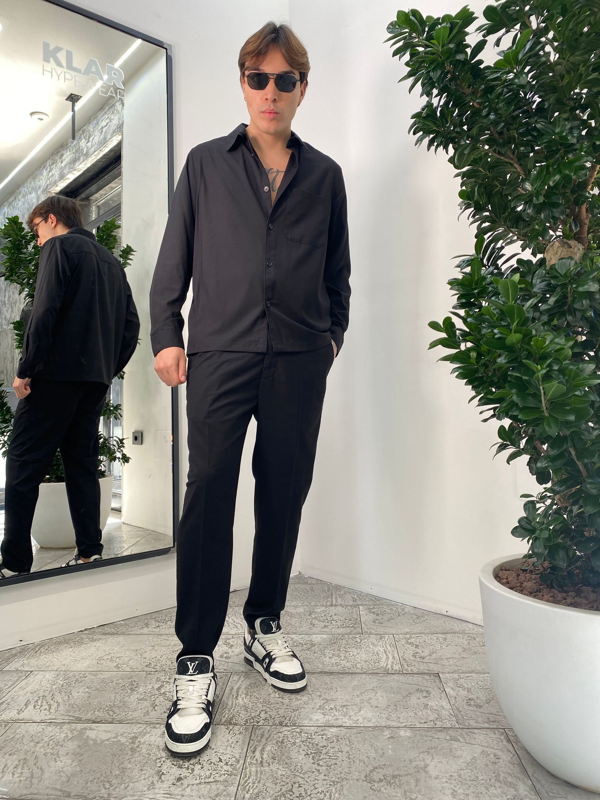 OVERSHIRT DA COORDINATO IN TESSUTO ELEGANTE CON TASCHINO - RELAXED FIT GBE1014SS.NER