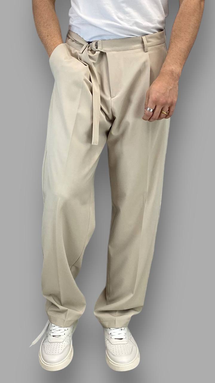 PANTALONE MORBIDO CON CINTURINO AD ANELLI - RELAXED FIT