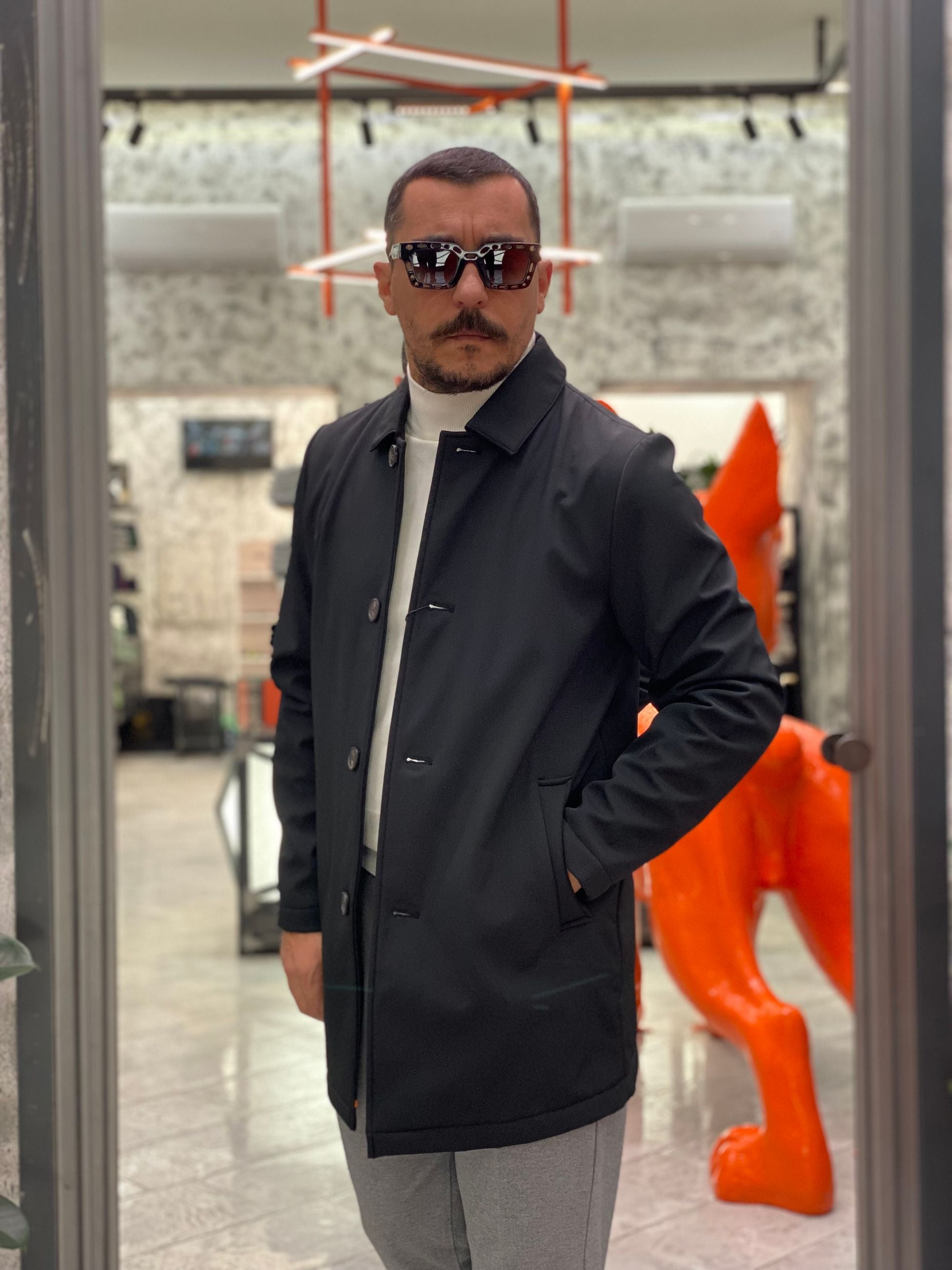 TRENCH IN TESSUTO SOFTSHELL ED INTERNO IN PILE - REGULAR FIT MK9940063.NER