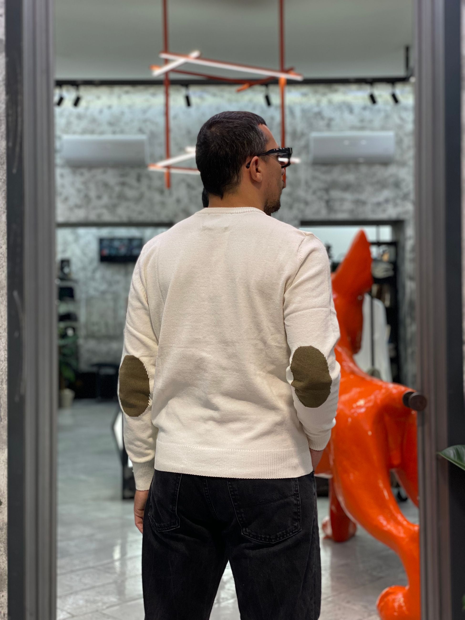 MAGLIA GIROCOLLO IN MORBIDA CINIGLIA CON TOPPE IN CONTRASTO AI GOMITI - REGULAR FIT GL35238.PAN