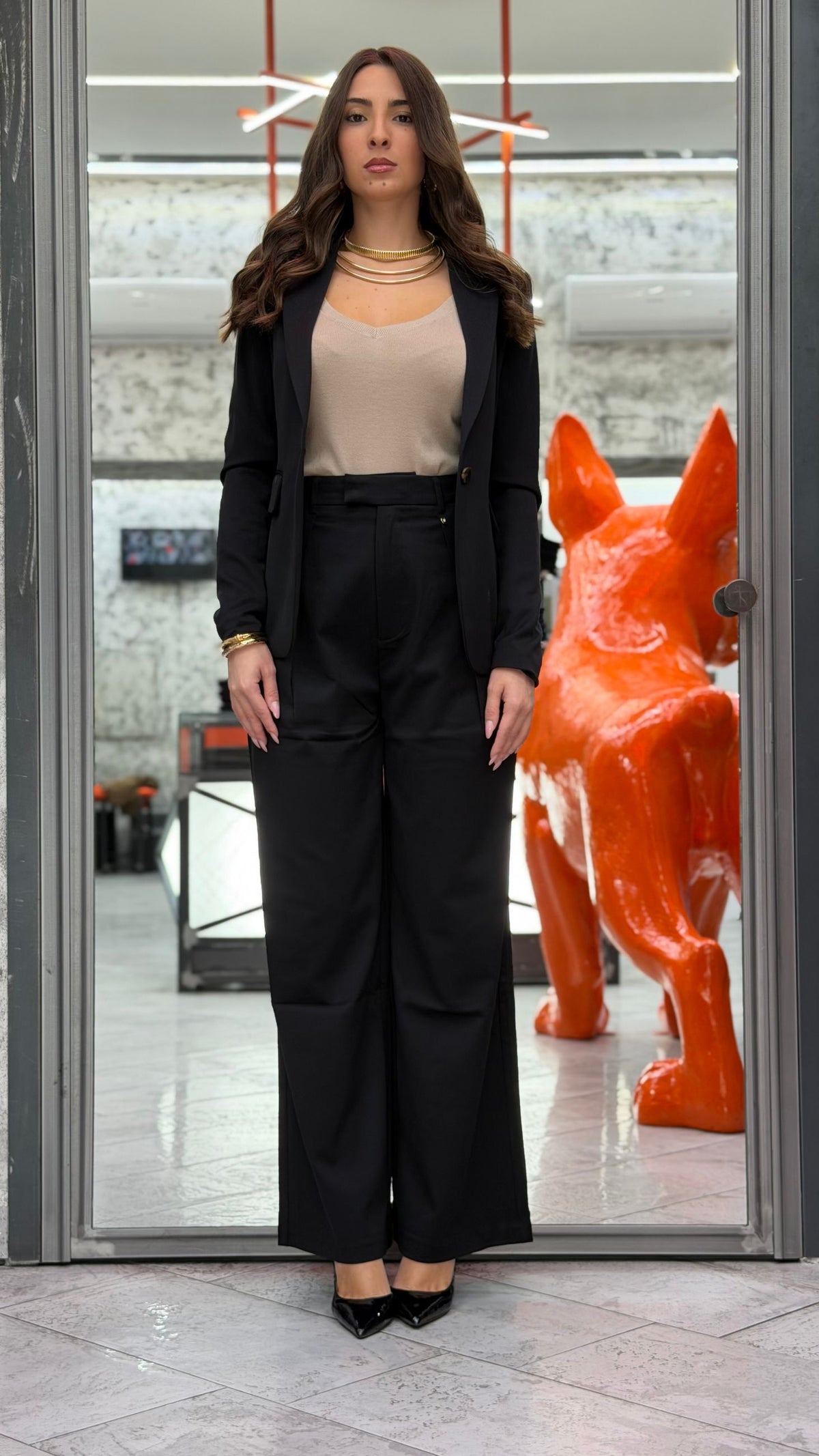 PANTALONE DA TAILLEUR TASCA AMERICA CON PINCE - WIDE LEG GLD7041PA.NER
