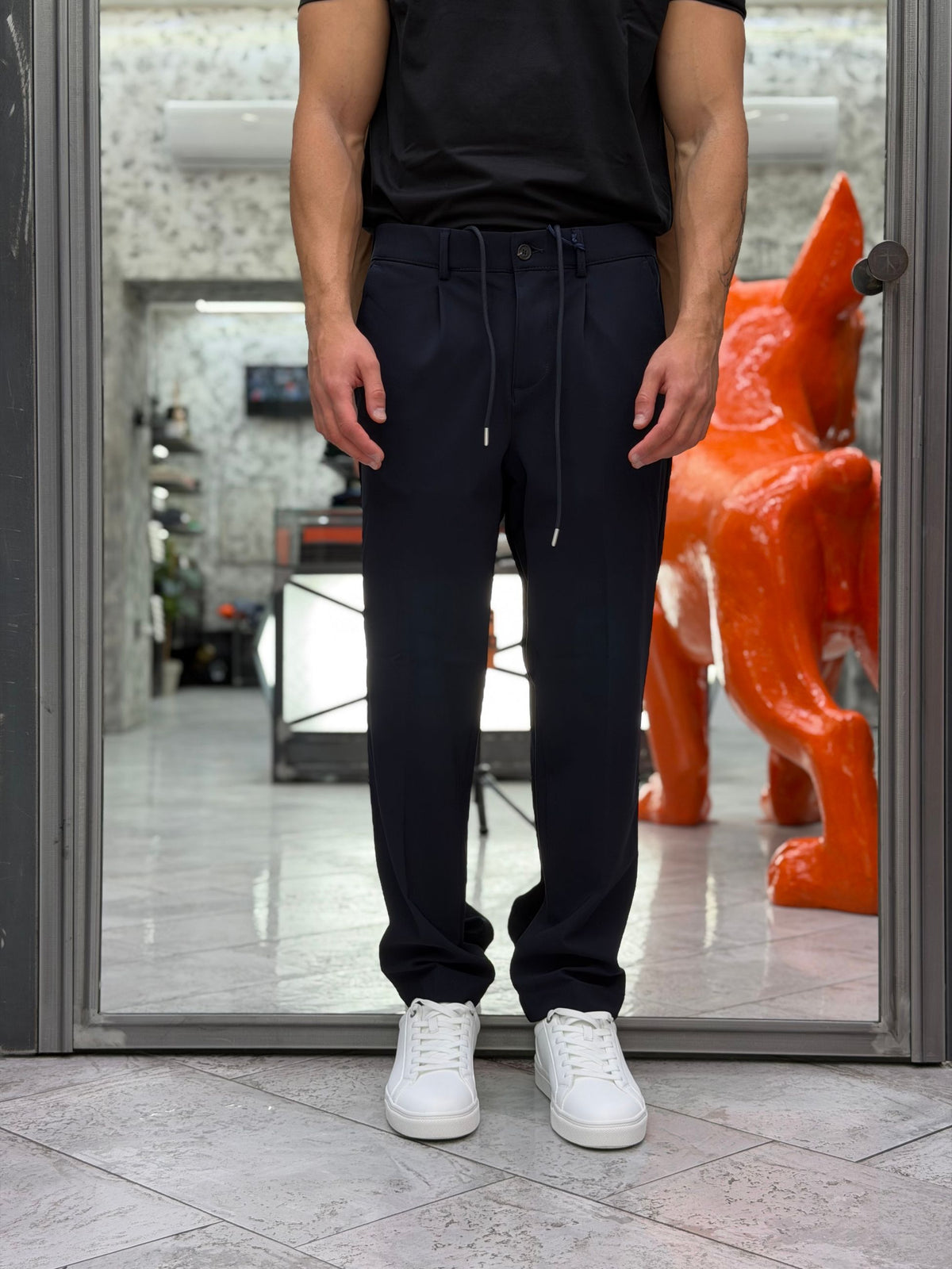 PANTALONE TECNICO CON LACCIO NO STIRO IN TESSUTO PREMIUM ELASTICIZZATO - REGULAR FIT 27W38PA PA1533.BLU