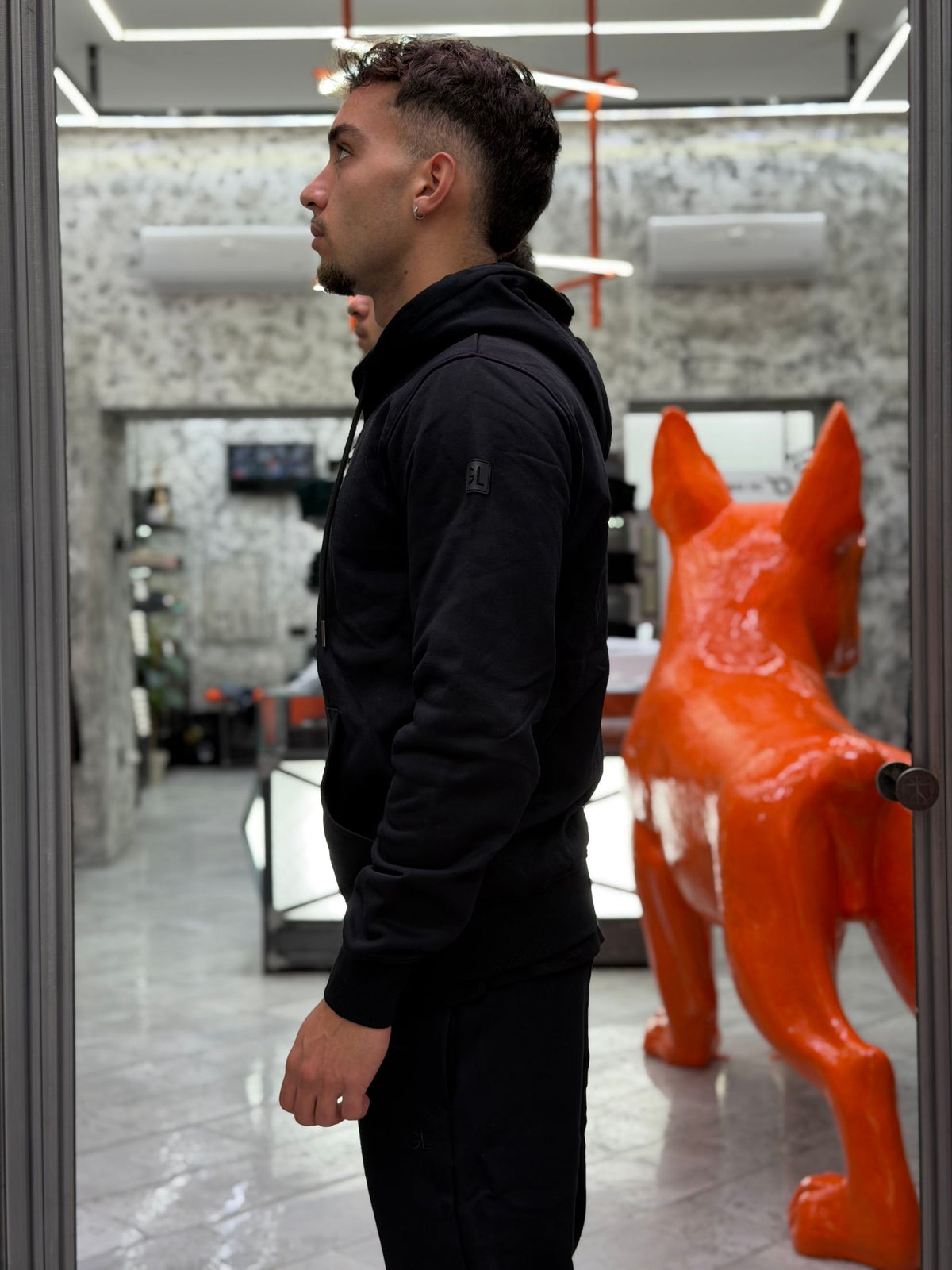 FELPA APERTA CON ZIP E CAPPUCCIO - REGULAR FIT GL2243F-F26.NER