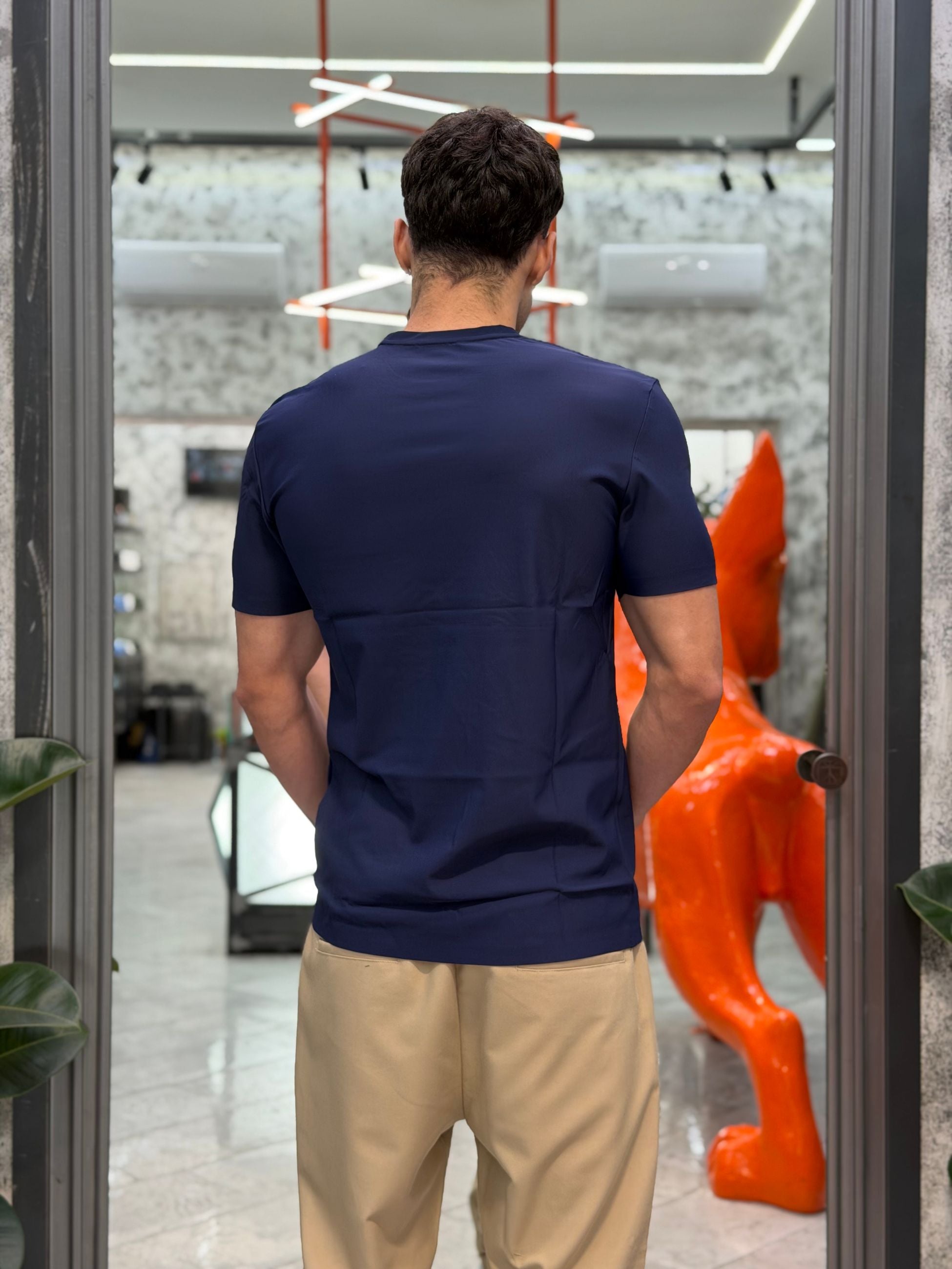 T-SHIRT BASIC IN TESSUTO TECNICO NO STIRO - SLIM FIT GL1001TB-S26.BLU