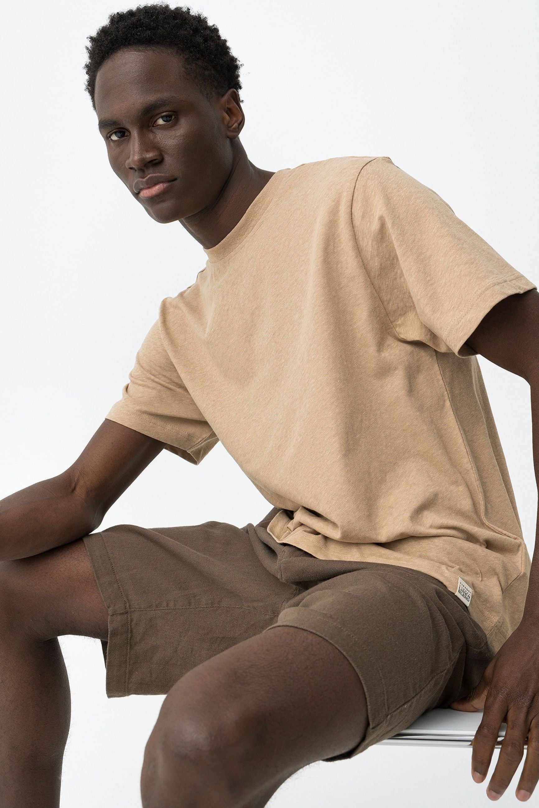 T-SHIRT FRANK IN MISTO LINO/COTONE - REGULAR FIT 10065748.BEI