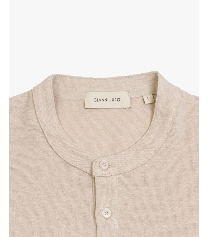 T-SHIRT SERAFINO 4 BOTTONI IN MISTO LINO/VISCOSA - REGULAR FIT GL2277F.BEI