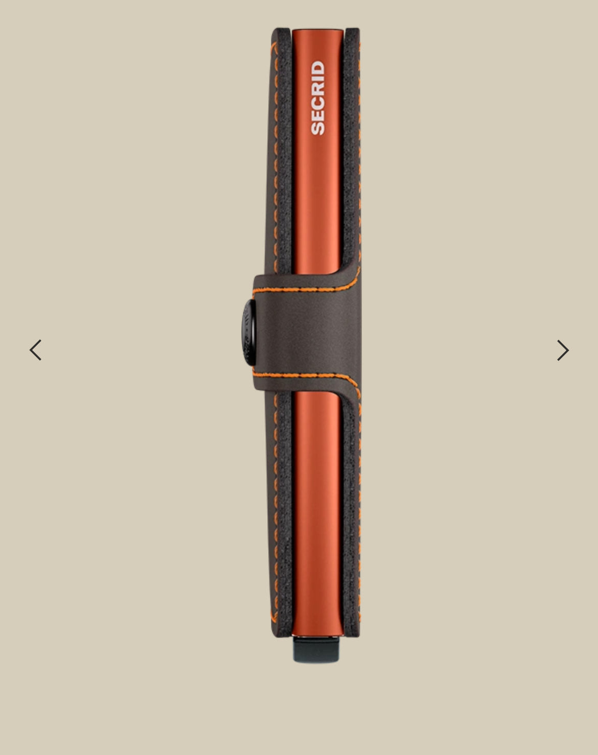MINIWALLET PORTA CARTE E BANCONOTE IN MORBIDA PELLE OPACA CON CUCITURE IN CONTRASTO MM-TRUFFLE&ORANGE