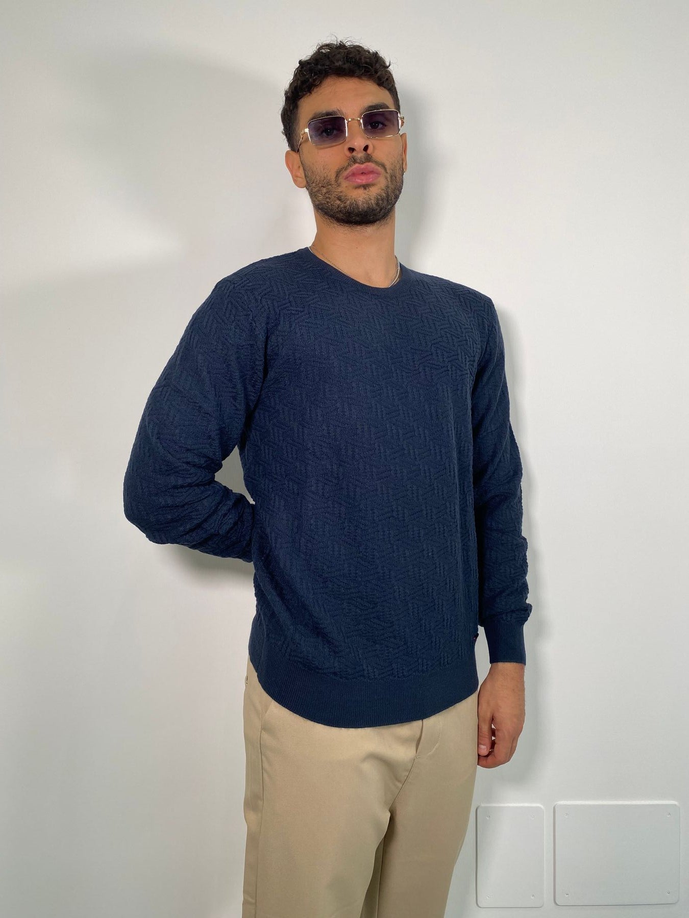 MAGLIA GIROCOLLO IN MISTO LANA CON TRAMA - REGULAR FIT