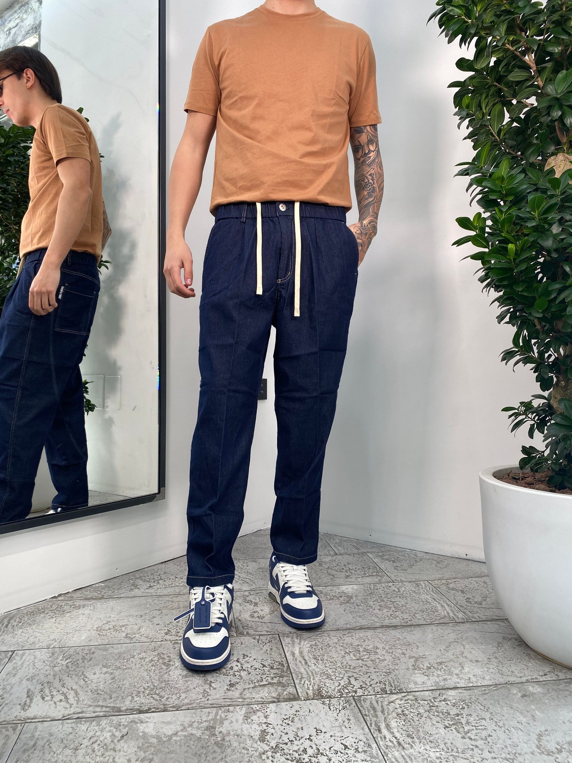 JEANS TASCA AMERICA CON COULISSE IN VITA - RELAXED FIT GLW030G-S25