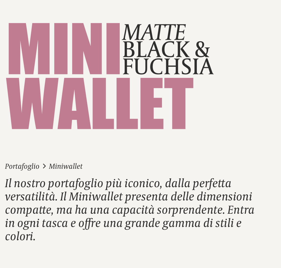 MINIWALLET PORTA CARTE E BANCONOTE IN MORBIDA PELLE OPACA CON CUCITURE IN CONTRASTO MM-BLACK&FUCHSIA