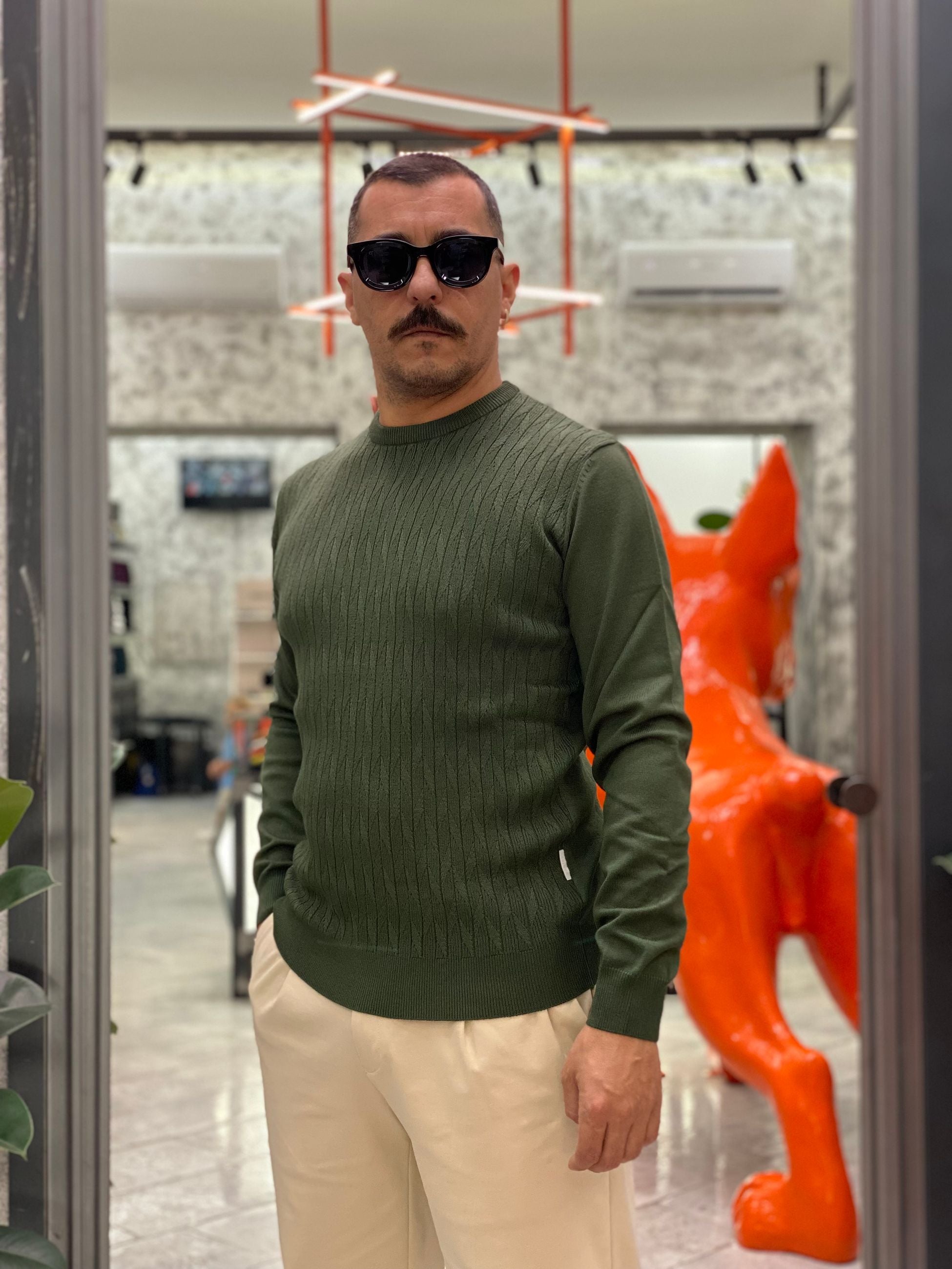 MAGLIA GIROCOLLO IN MORBIDA VISCOSA CON TRAMA ZIG ZAG - REGULAR FIT MI3086SS.EDE