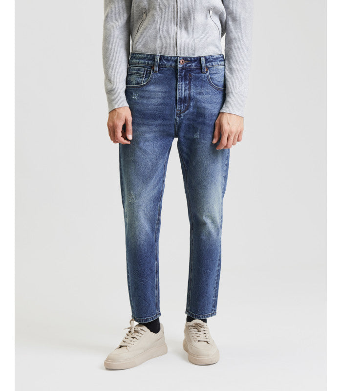 JEANS MIKE 5 TASCHE CON MICRO ABRASIONI - CARROT CROPPED FIT GL6310Q-F25