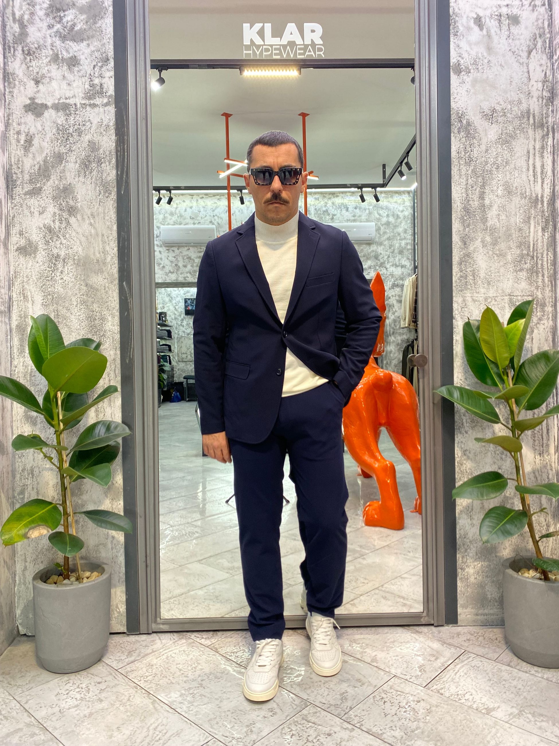 PANTALONE ELEGANTE DA COMPLETO IN TESSUTO TECNICO ELASTICIZZATO SUPER COMFORT - REGULAR FIT PSI1462SS.BLU