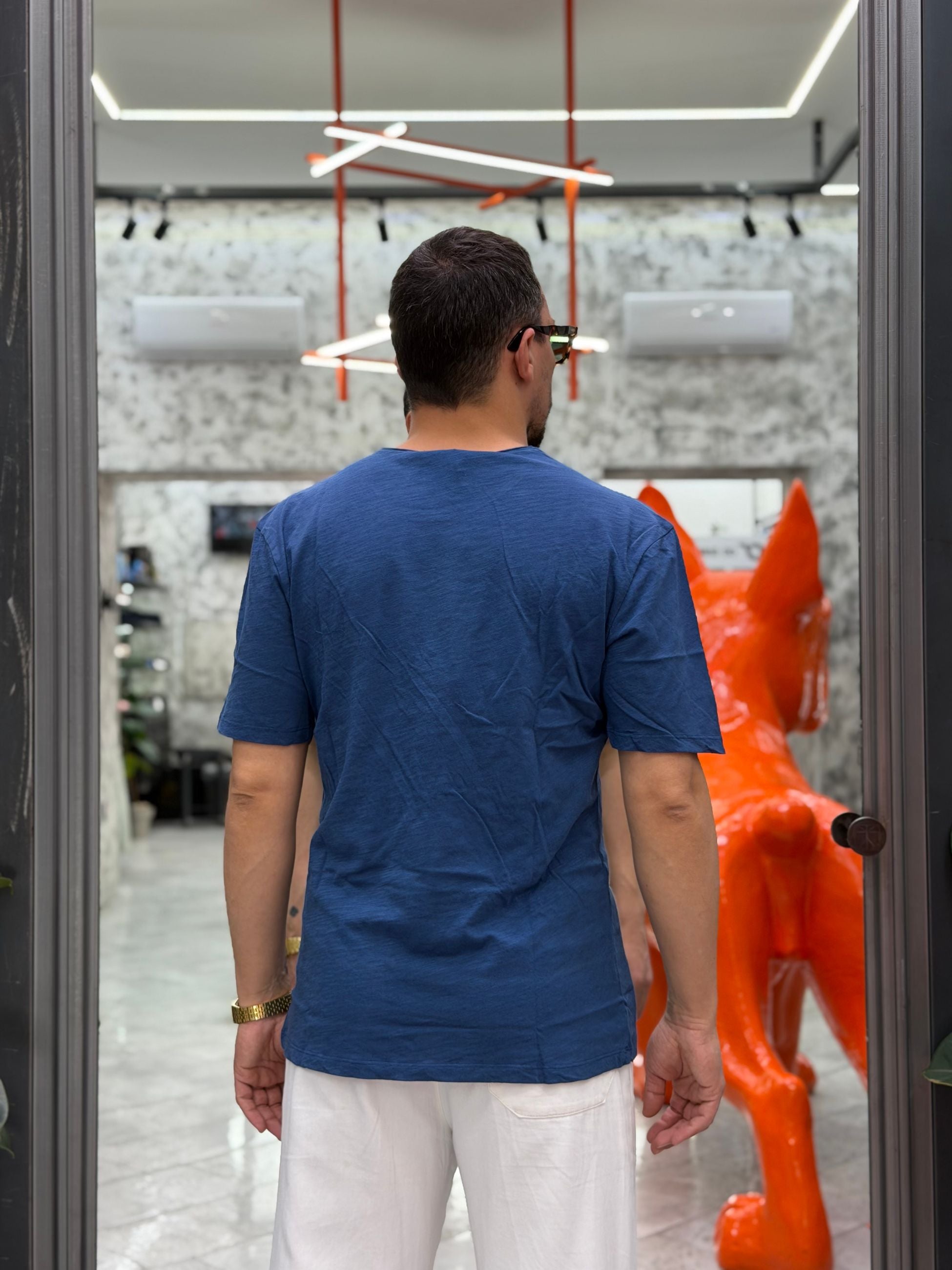 T-SHIRT BASIC IN 100% COTONE FIAMMATO - REGULAR FIT GL1053F-S26.DEN