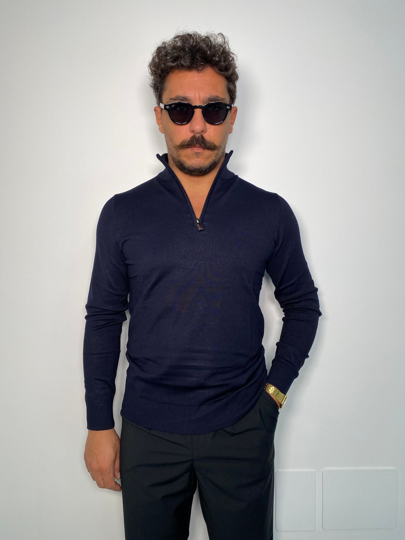 MAGLIA MEZZA ZIP IN MISTO VISCOSA FINEZZA 12 - REGULAR FIT