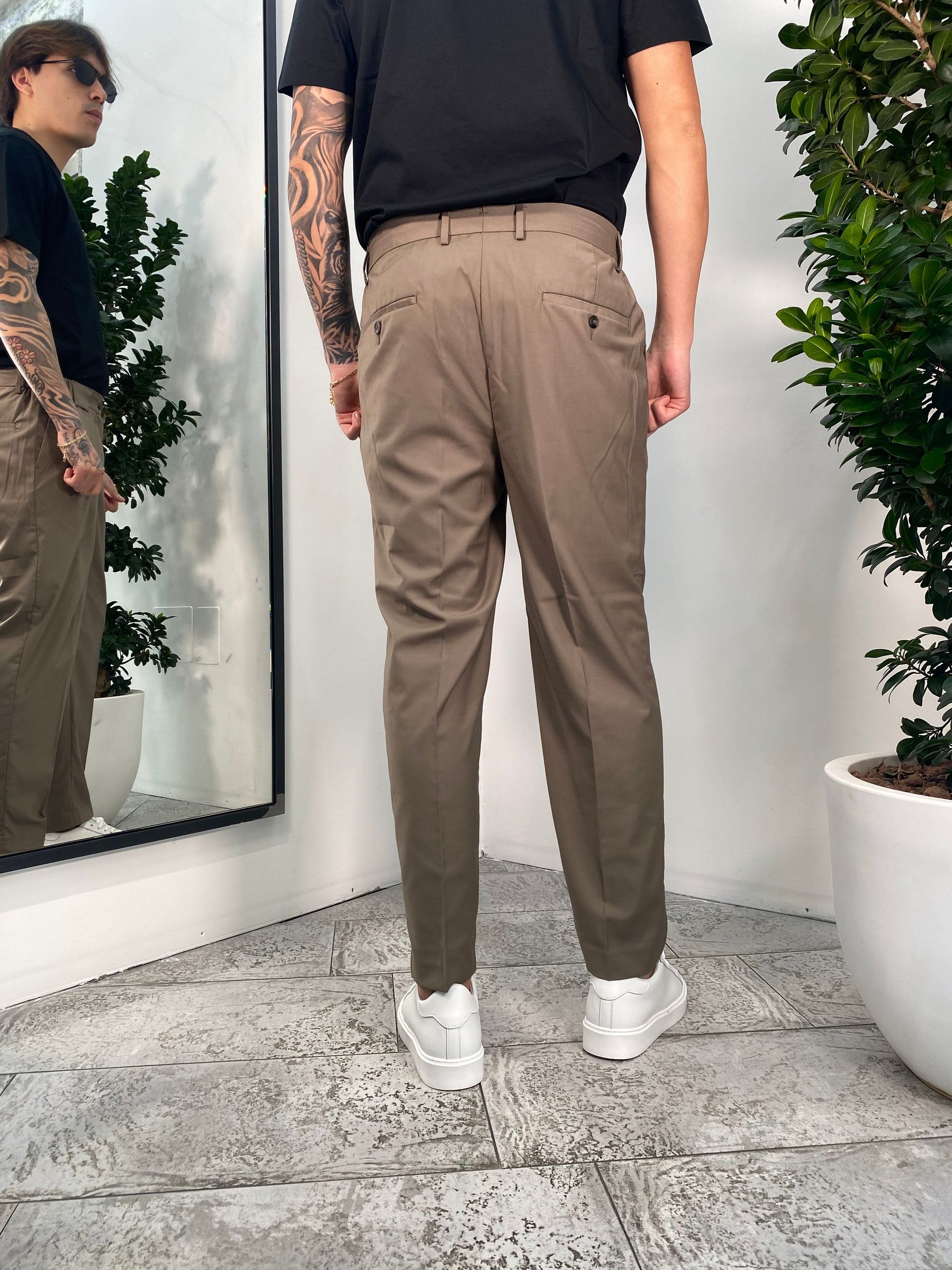 PANTALONE SARTORIALE DA ABITO CON DOPPIA PINCE E COULISSE IN VITA - REGULAR FIT PSE1394SS.FAN