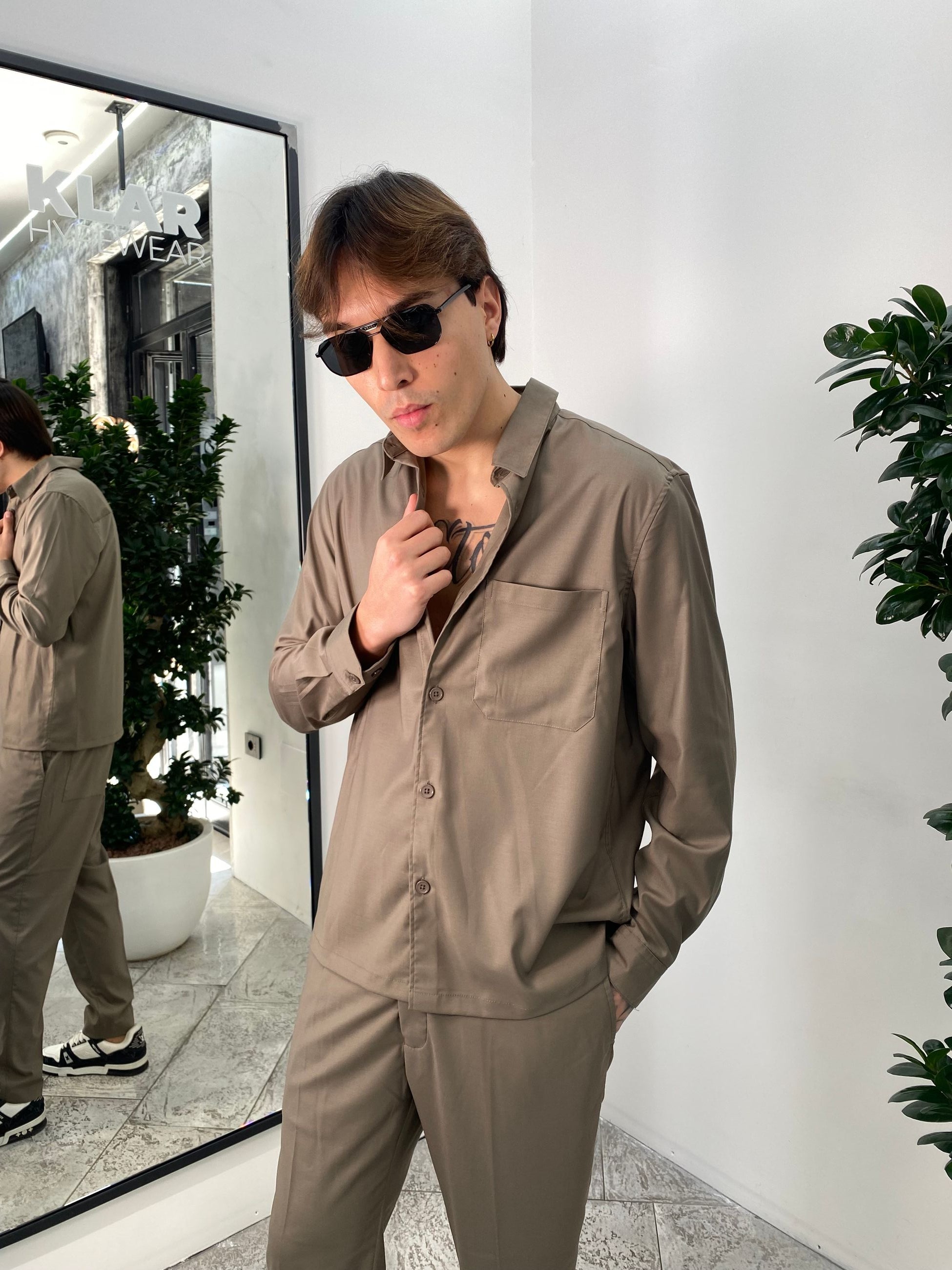 OVERSHIRT DA COORDINATO IN TESSUTO ELEGANTE CON TASCHINO - RELAXED FIT GBE1014SS.FAN