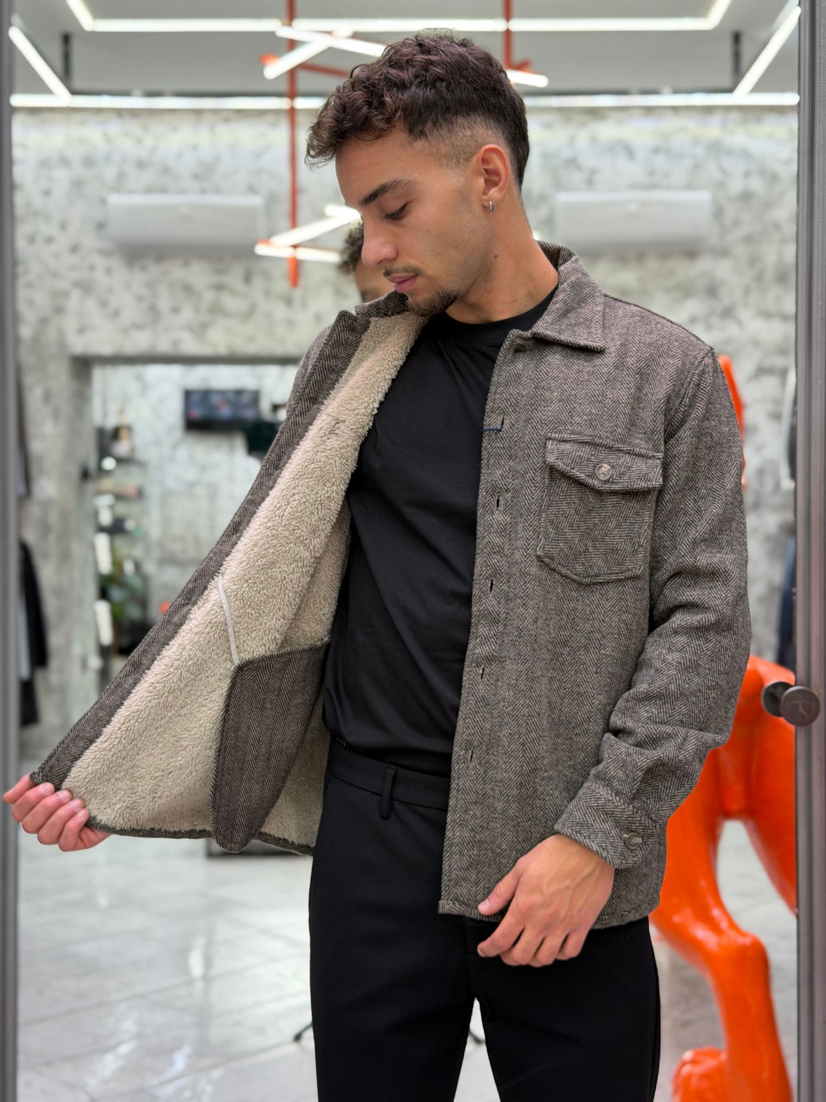 OVERSHIRT IN FLANELLA SPIGATA CON ECOPELLICCIA ALL'INTERNO - REGULAR FIT 27W14OS FLA1011