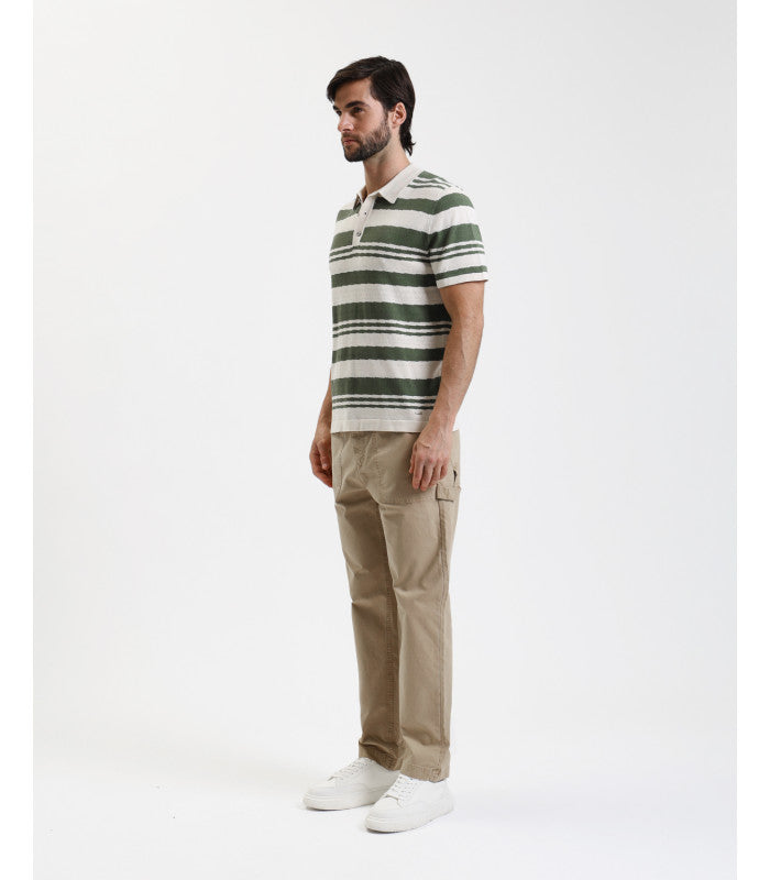 POLO TRAFORATA IN FILO A RIGHE ORIZZONTALI - REGULAR FIT GL35218