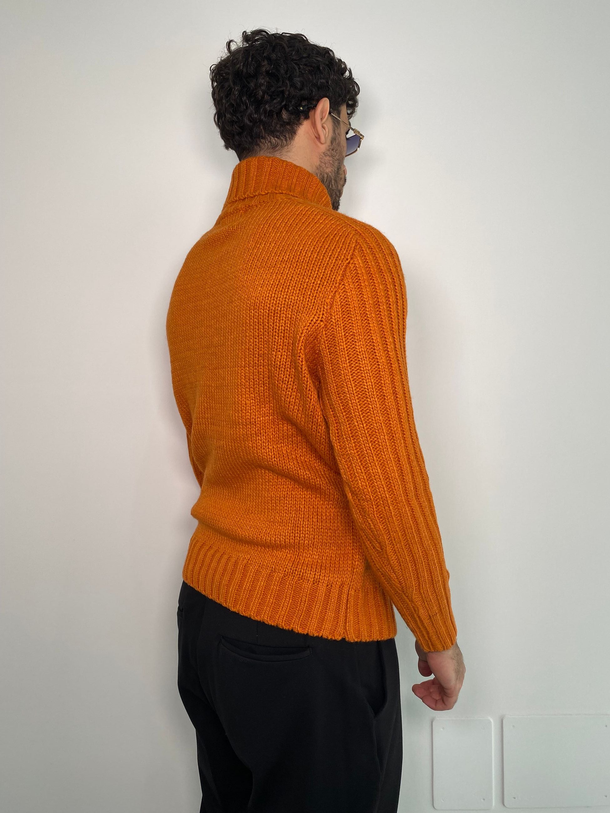 MAGLIA DOLCEVITA IN MISTO LANA TRAMA TRECCIA CON RICAMI