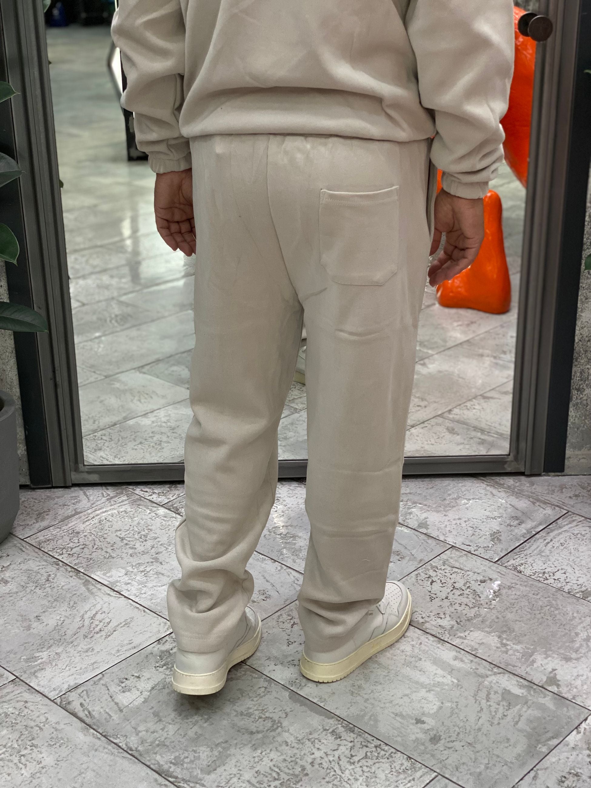 PANTALONE TUTA FONDO AMPIO CON ELASTICO E RIGA CENTRALE - RELAXED FIT GL8013C.ICE