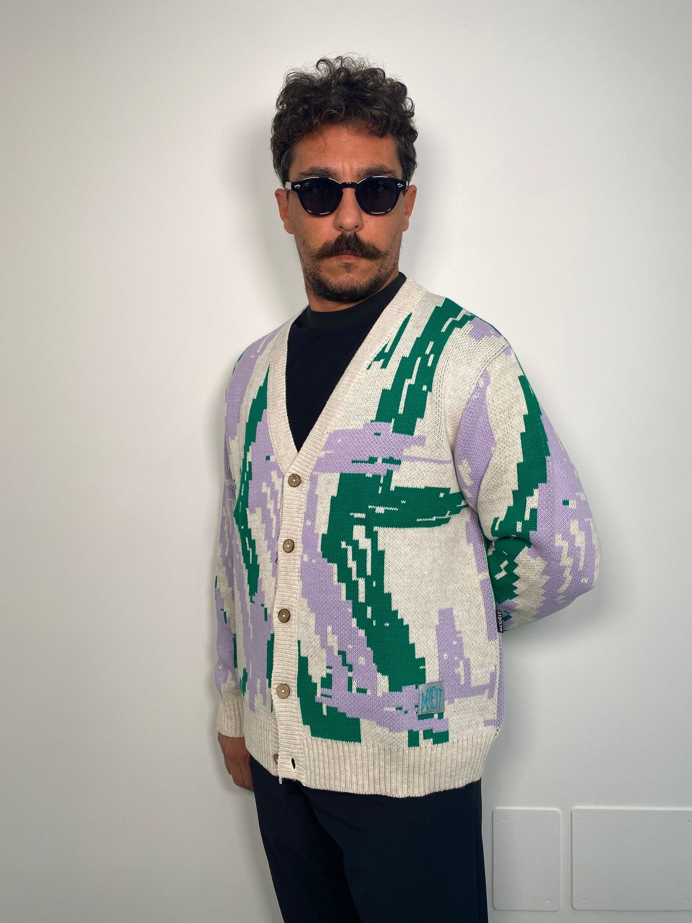 CARDIGAN IN MAGLIA JAQUARD CON TRAMA FANTASIA - REGULAR FIT