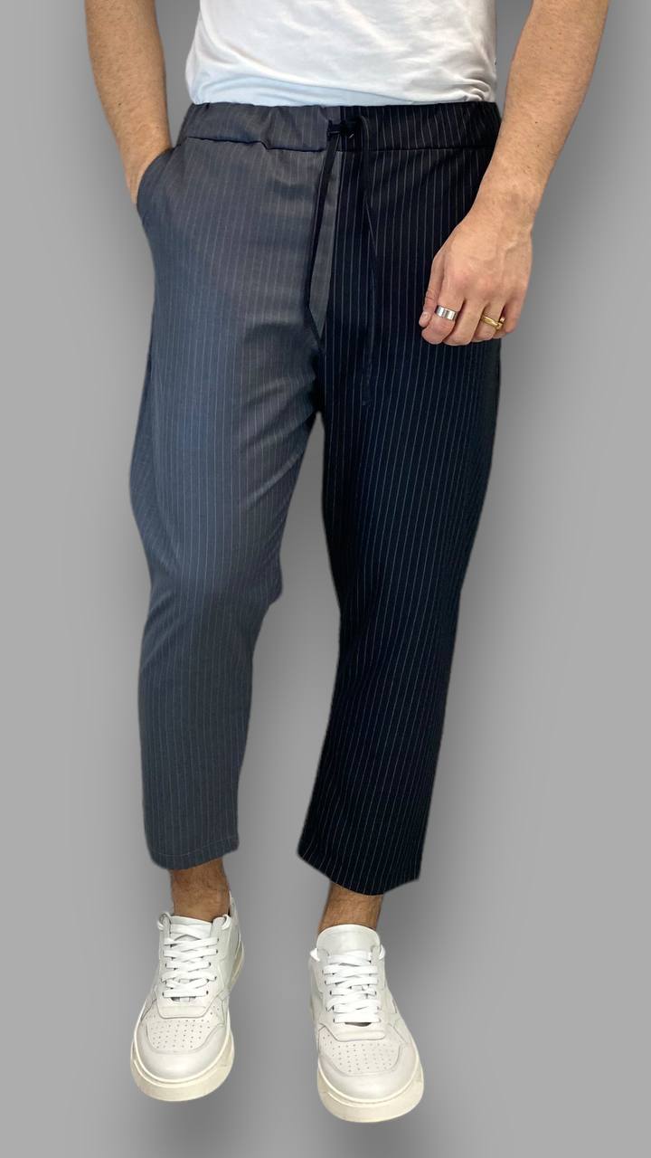 PANTALACCIO GESSATO BICOLOR IN TESSUTO ELEGANTE - REGULAR FIT
