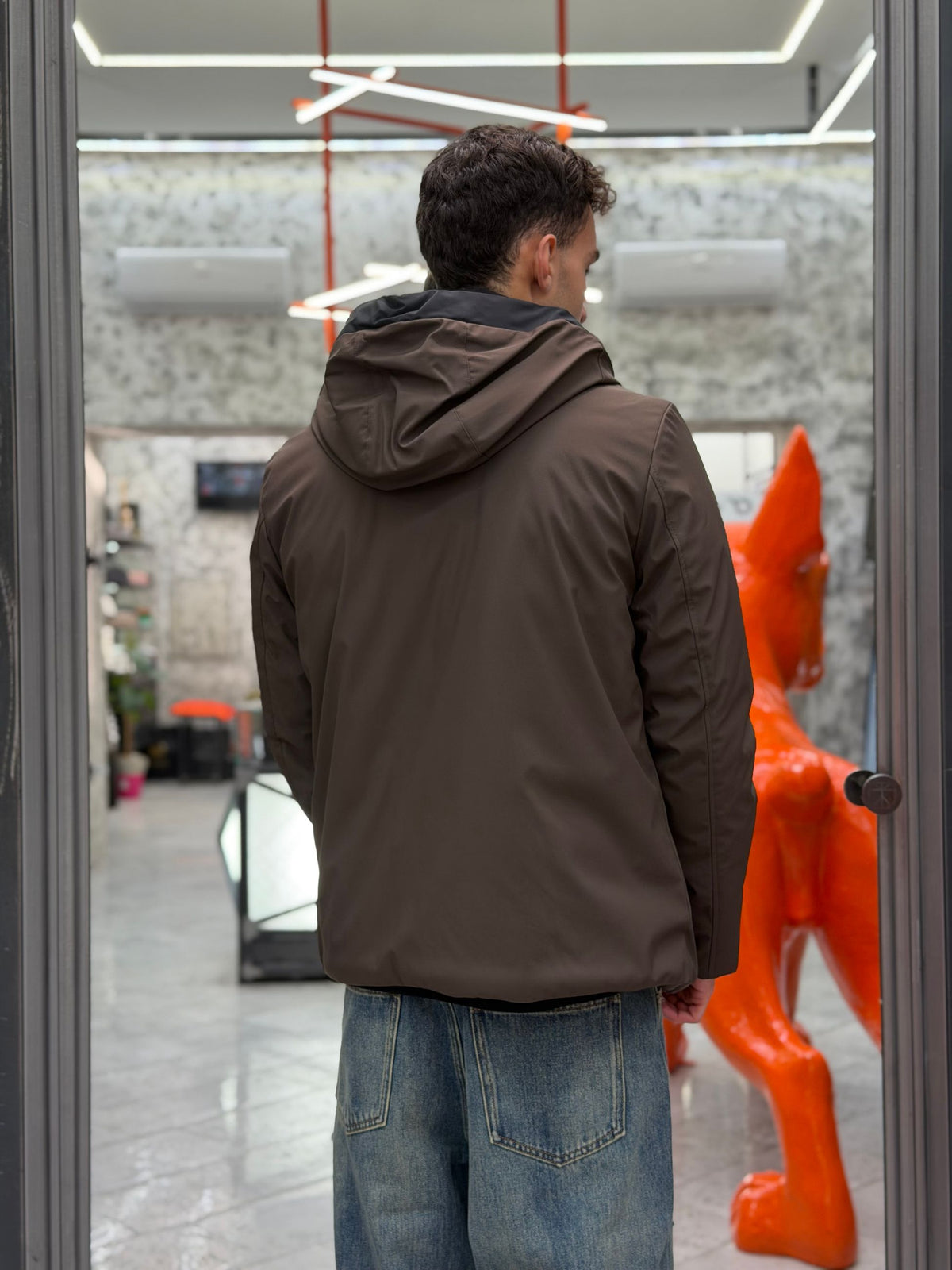 PARKA CORTO CON CAPPUCCIO IN TESSUTO TECNICO WATERPROOF & WINDPROOF - REGULAR FIT MK24006.MOR
