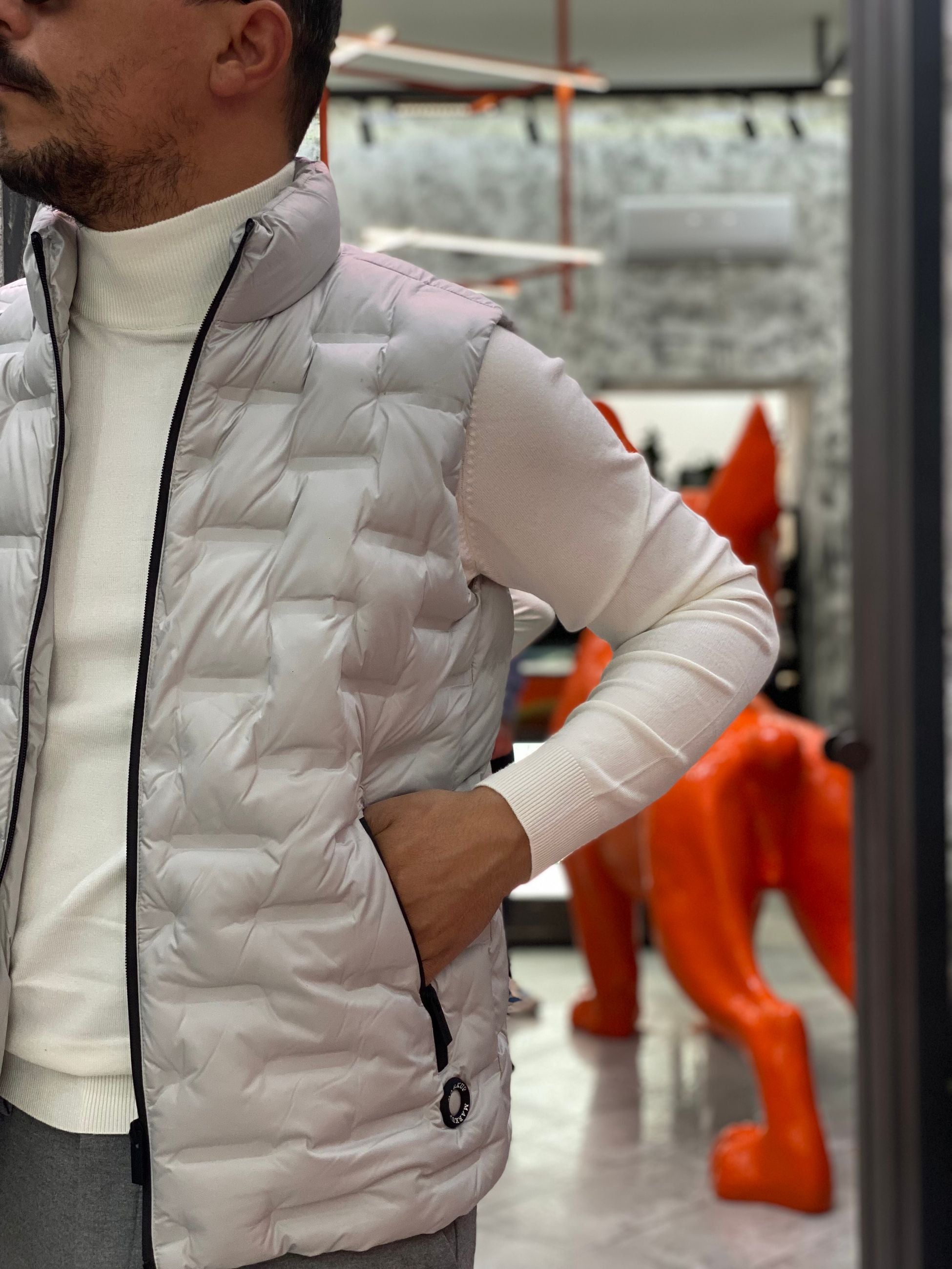 GIUBBINO SMANICATO LUPETTO TRAPUNTATO IN TESSUTO SOFTSHELL STRETCH - REGULAR FIT MK9940026.GRI