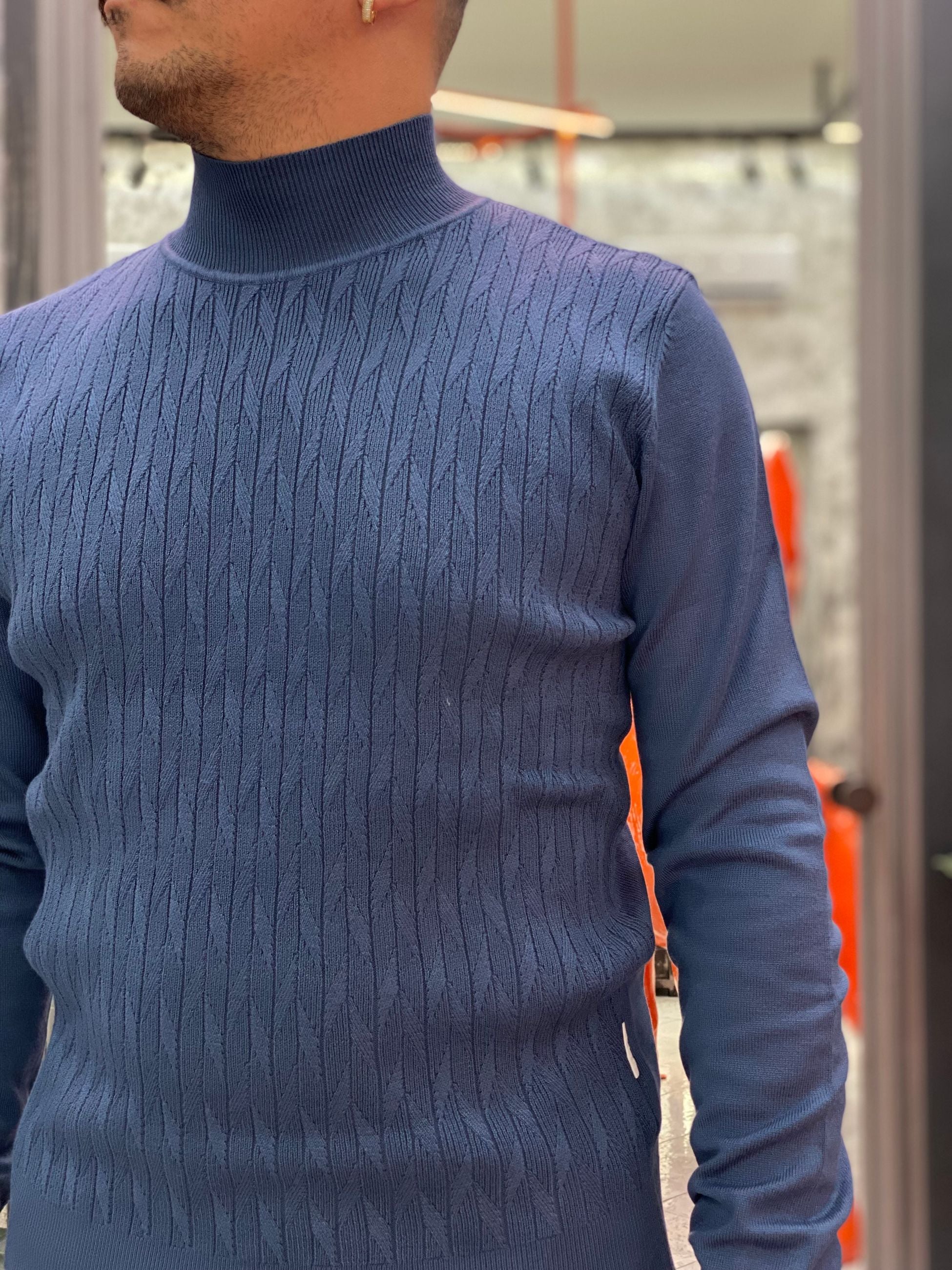 MAGLIA LUPETTO IN MORBIDA VISCOSA CON TRAMA ZIG ZAG - REGULAR FIT MI3085SS.DEN
