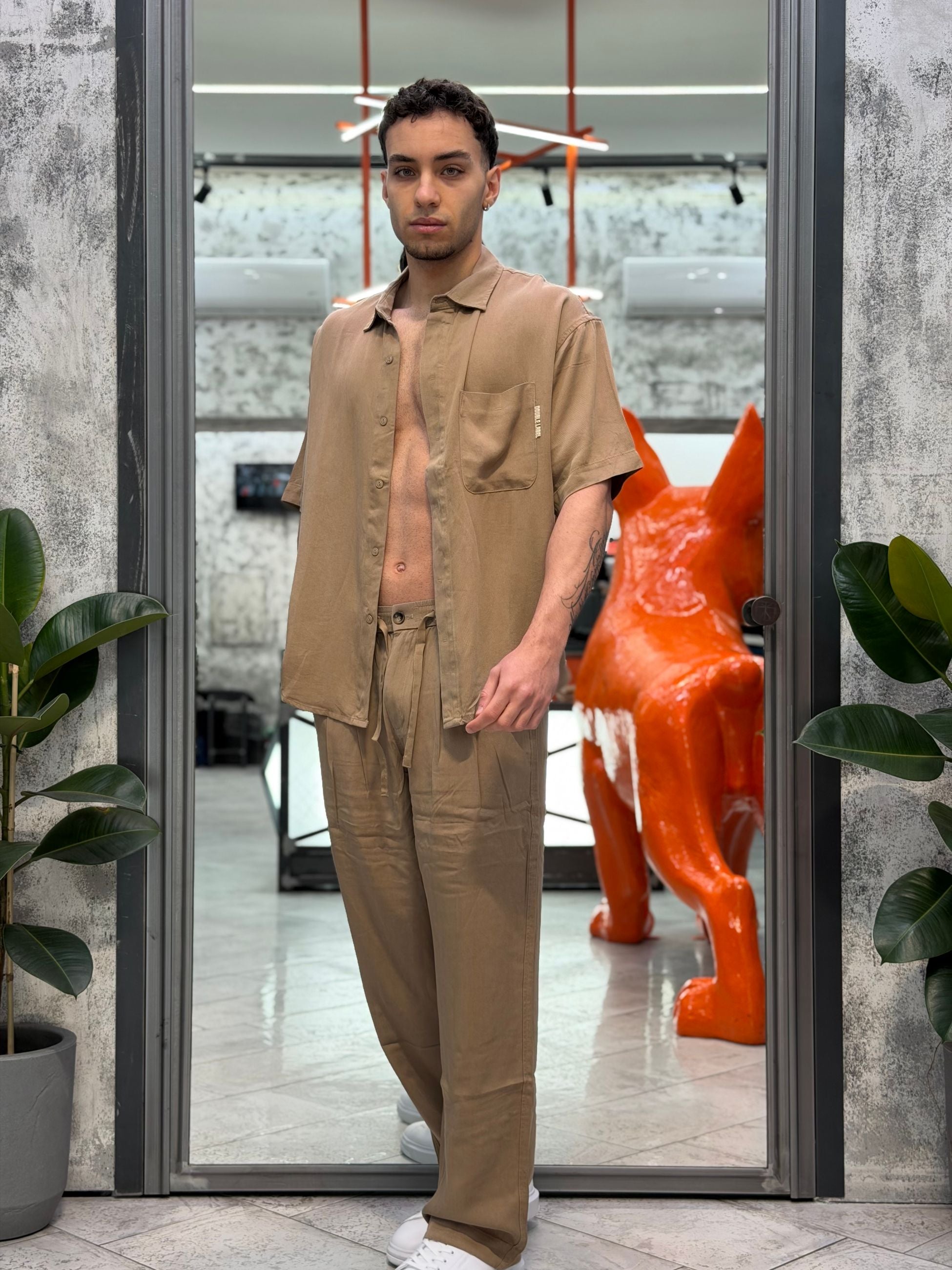 PANTALACCIO DA COMPLETO IN MORBIDO TESSUTO LYOCELL CON TASCA AMERICA - OVER FIT GLW084G.CAM