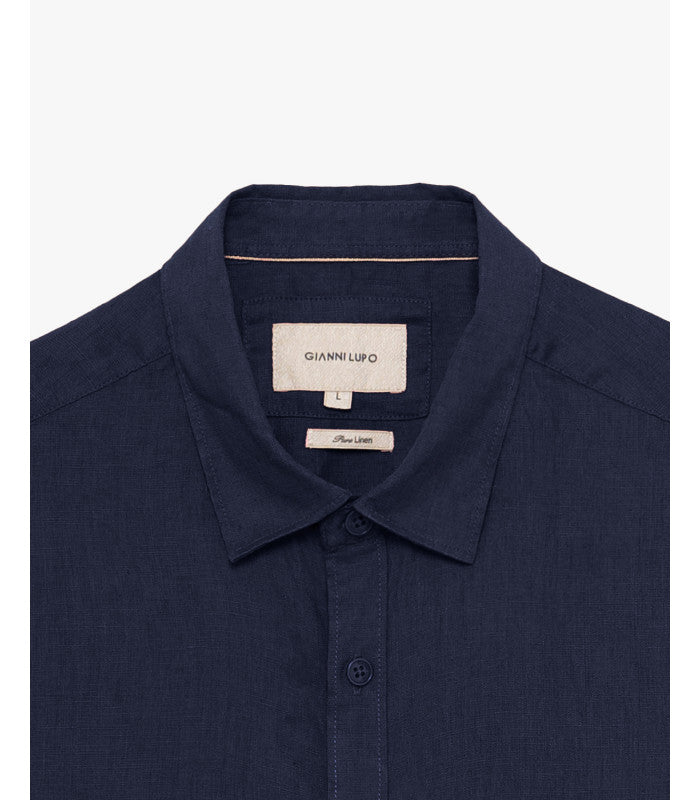CAMICIA IN 100% PURO LINO COLLO ALL'ITALIANA - REGULAR FIT GL7619S-S25.BLU